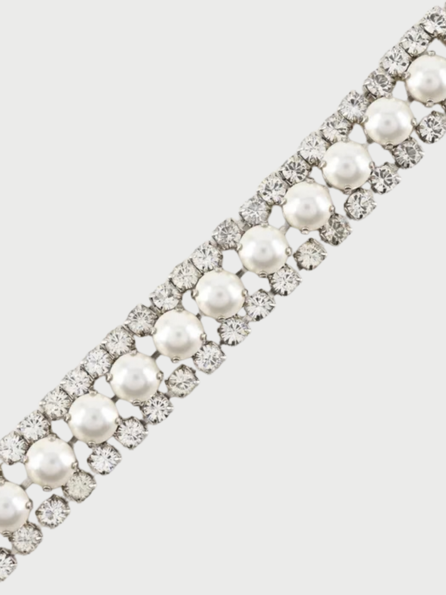 Miu Miu 2003 Silver Metal Rhinestone Pearl Necklace