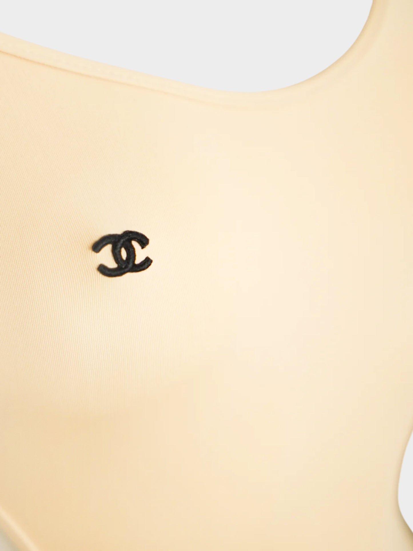 Chanel 1990s Two-tone Beige and Black One Piece Swimsuit
