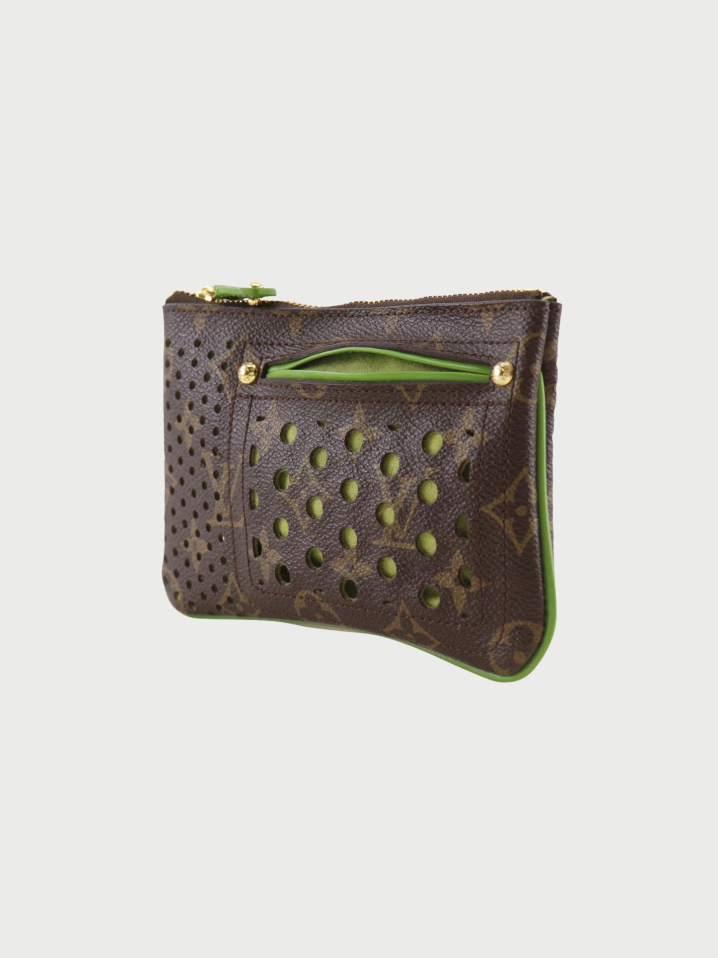 Louis Vuitton 2006 Brown Monogram Perfo Canvas Pochette Plat