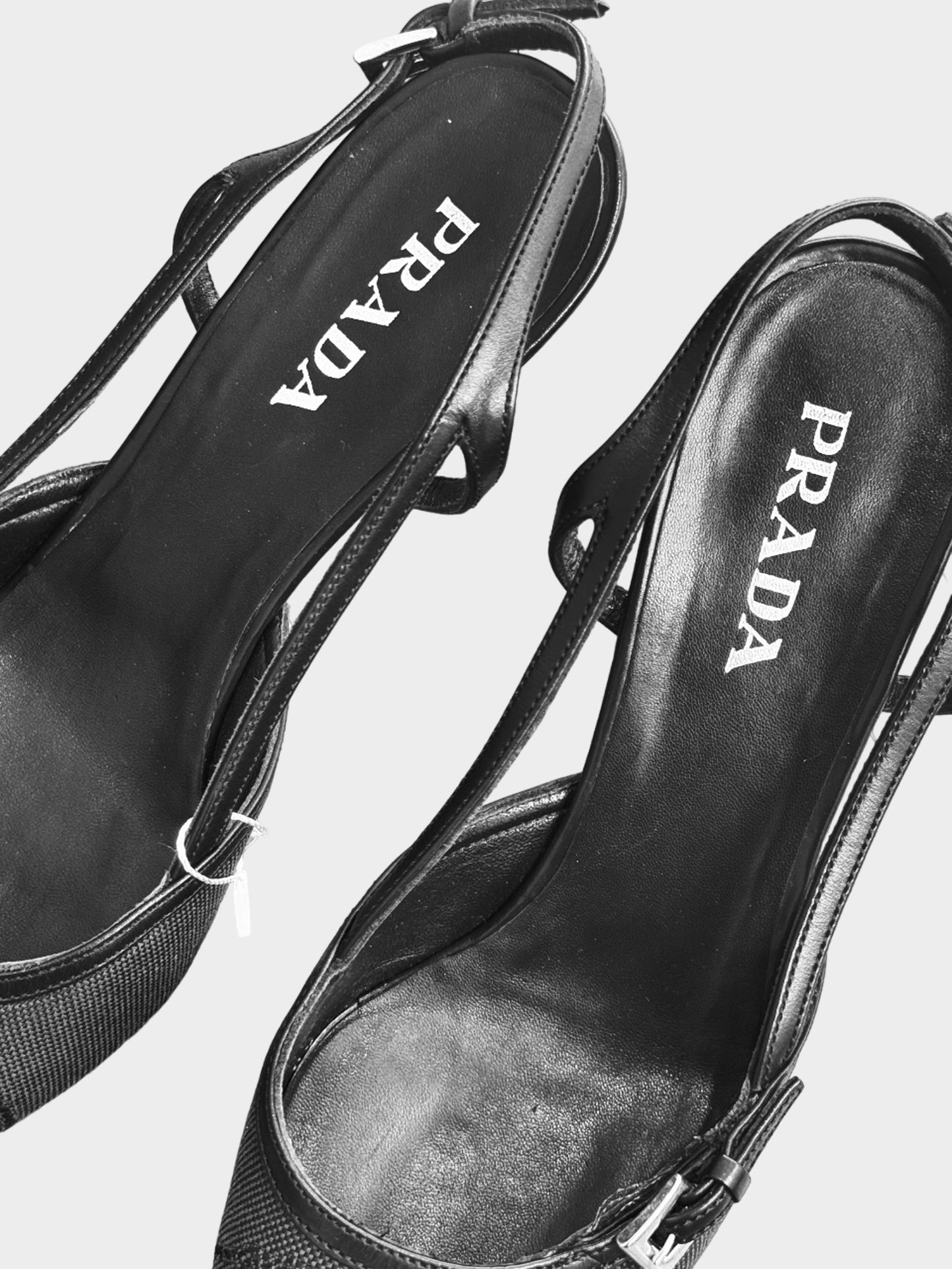 Prada 2000s Black Buckled Slingback Heels