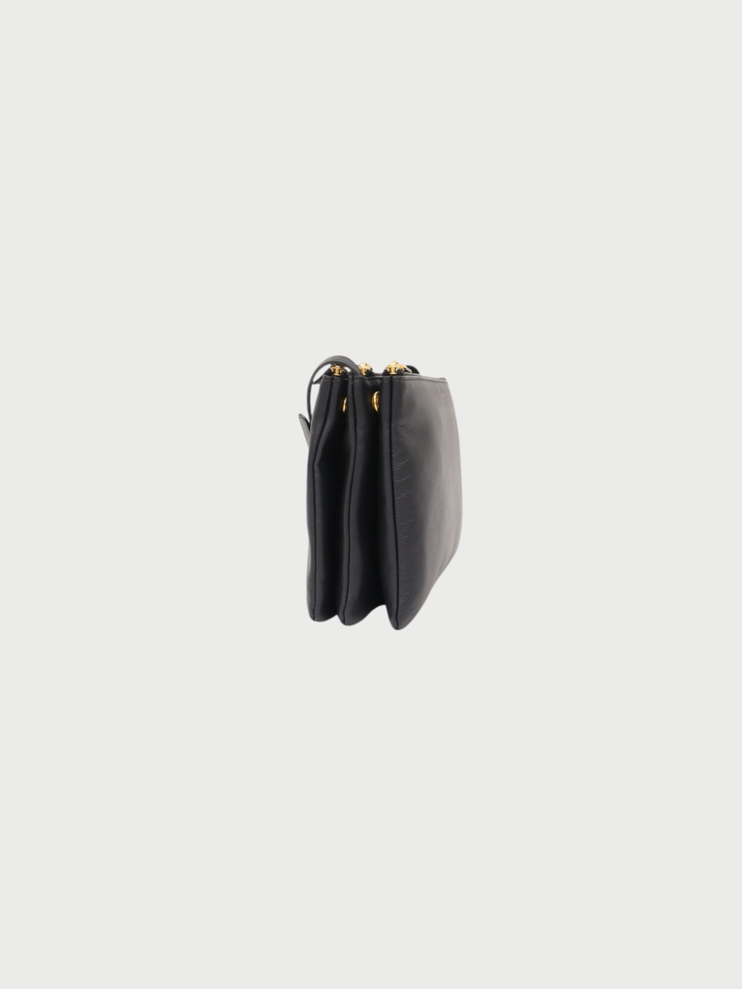 Celine 2000s Black Leather Trio Crossbody Bag