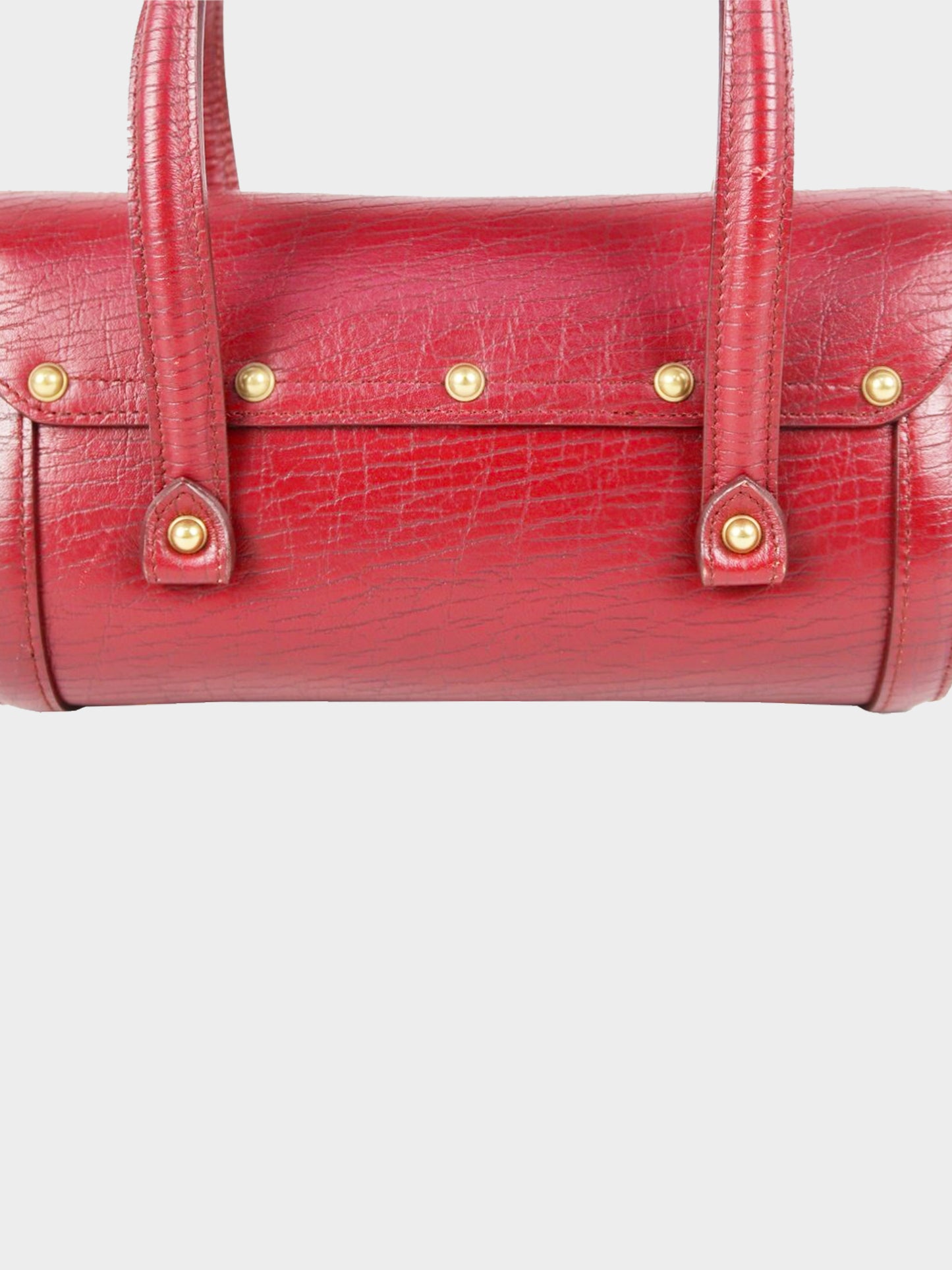 Gucci Early 2000s Red Leather Bamboo Bullet Mini Bag
