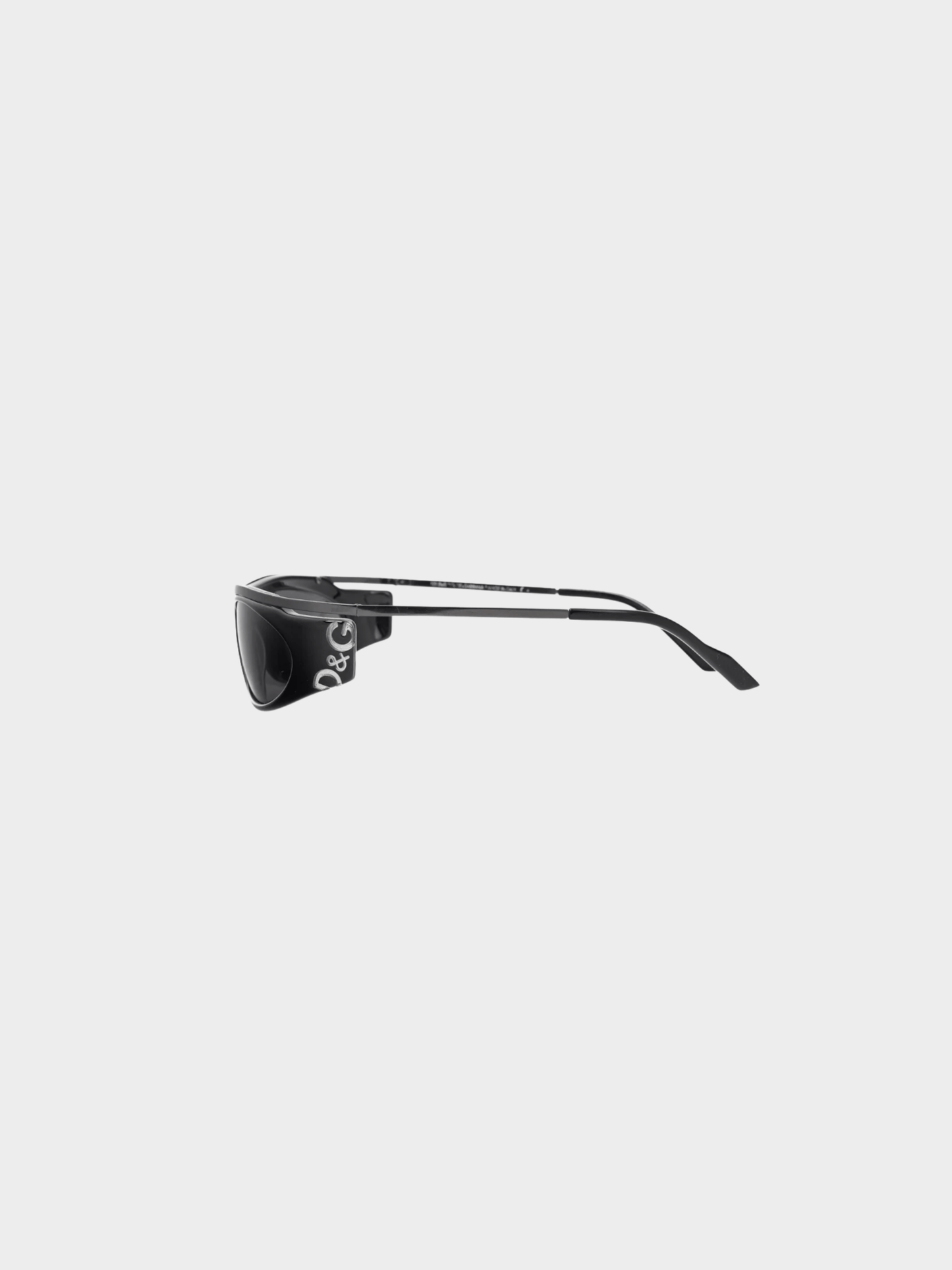 Dolce and Gabbana 2010s Black Acetate Logo-Temple Wrap Sunglasses