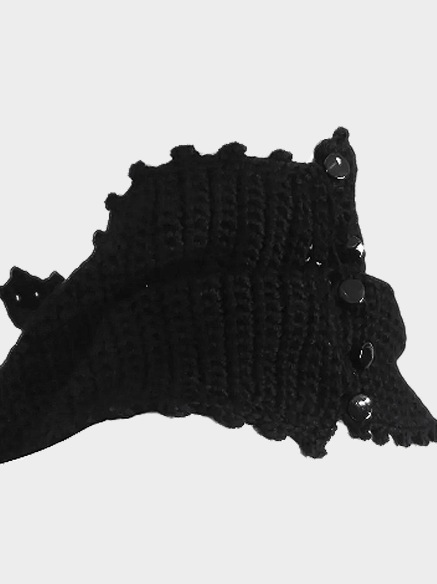 Yves Saint Laurent 2000s Black Wool Knitted Floral Collar Accessory