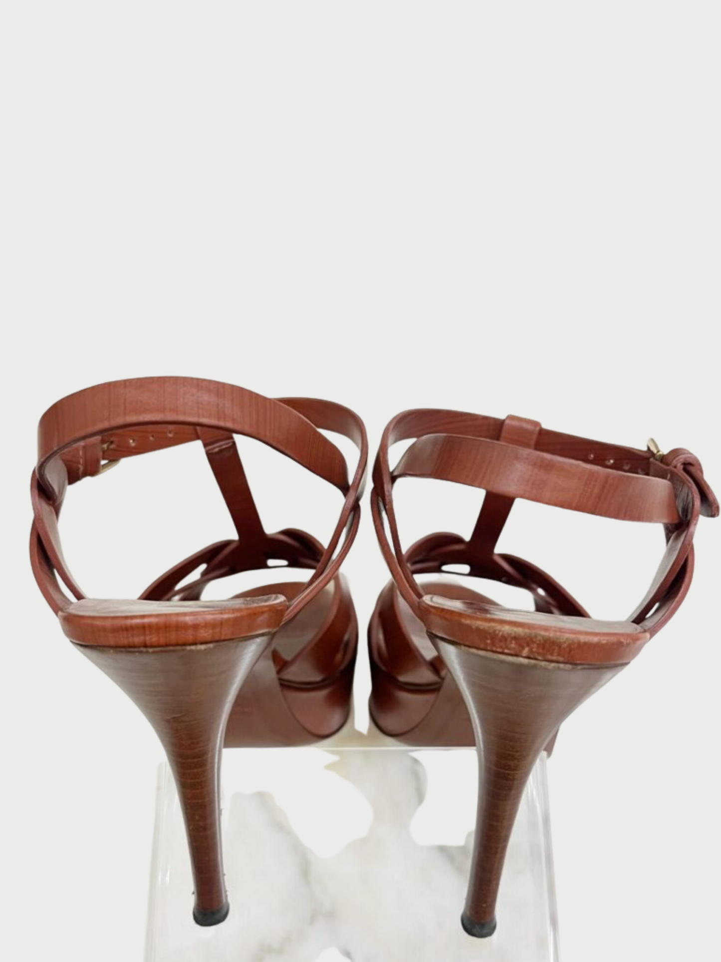 Yves Saint Laurent 2004 Brown Leather Tribute Platform Heels
