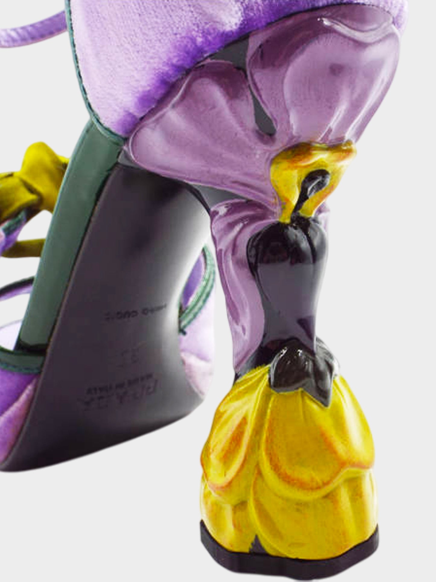 Prada SS 2008 Purple Velvet and Green Patent Flower Heels