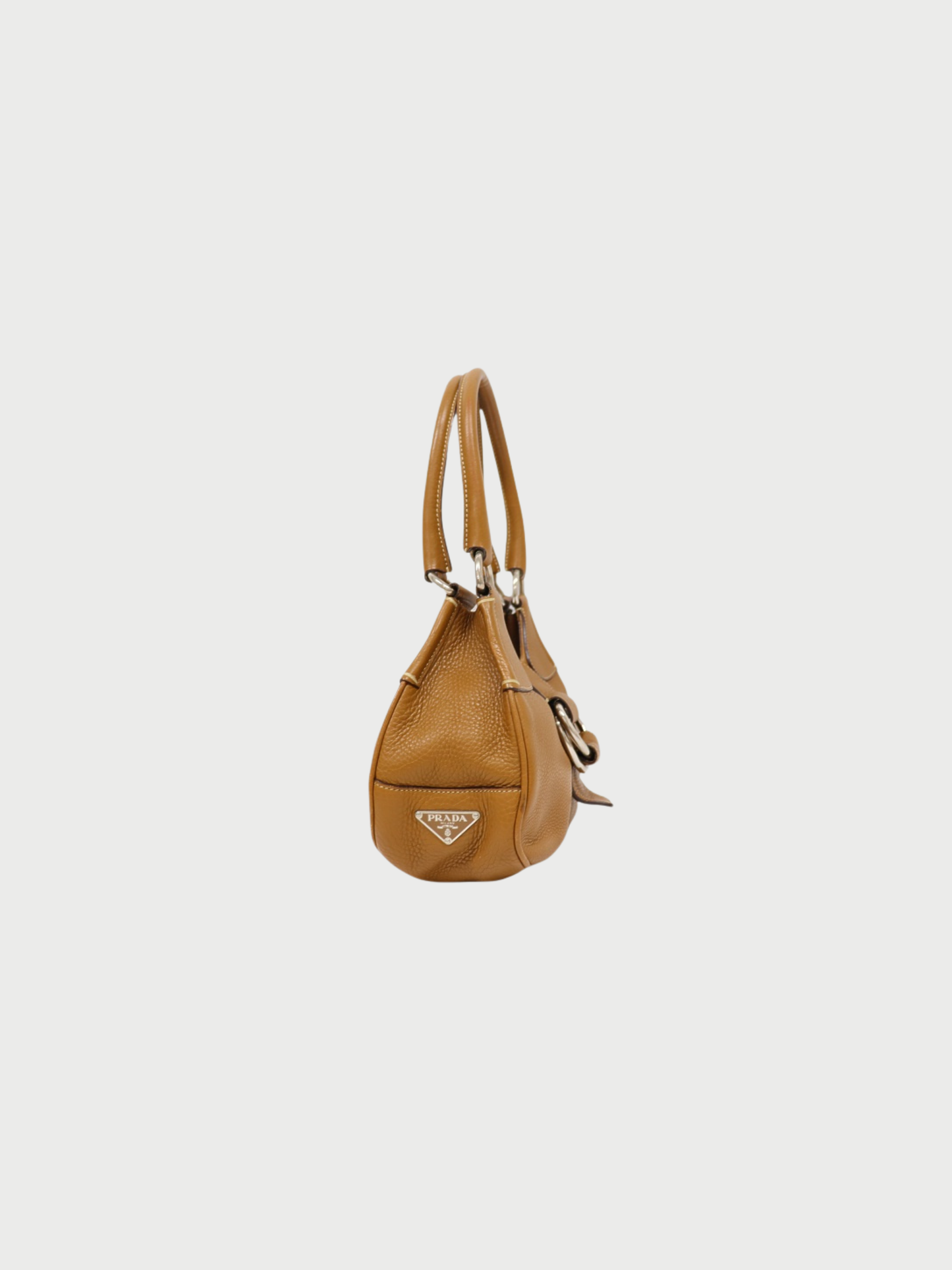 Prada 2000s Brown Leather Triangle Logo Hardware One-Shoulder Bag