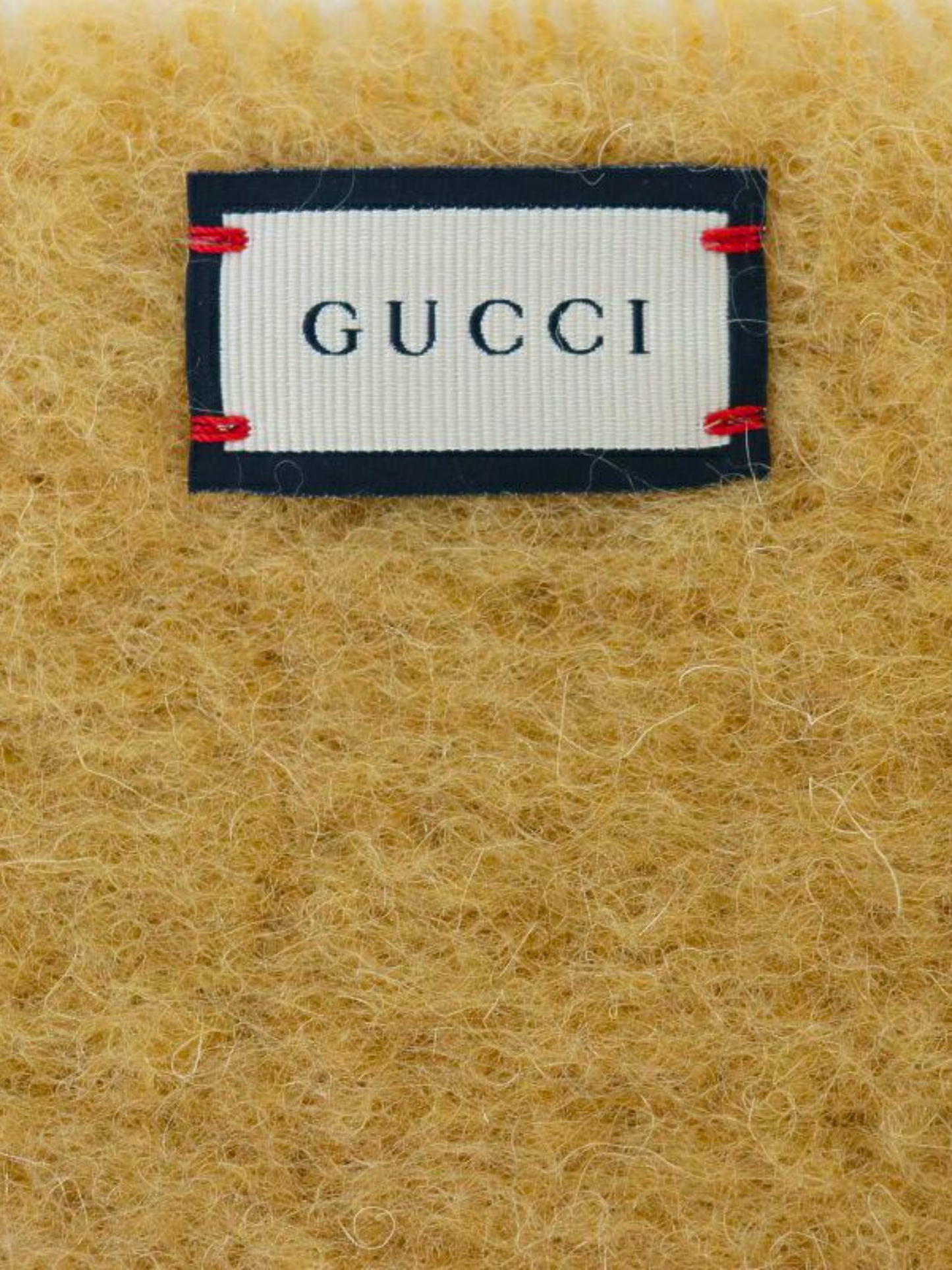 Gucci 2000s Brown Logo Wool Mohair Scarf