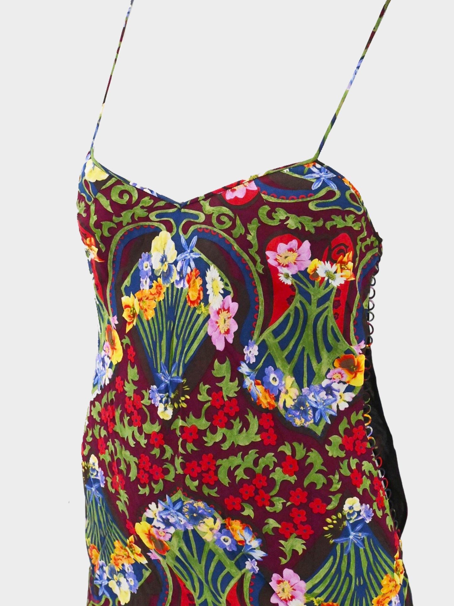 Christian Dior by John Galliano FW 2005-2006 Multicolor Floral Printed Crepe Mini Dress
