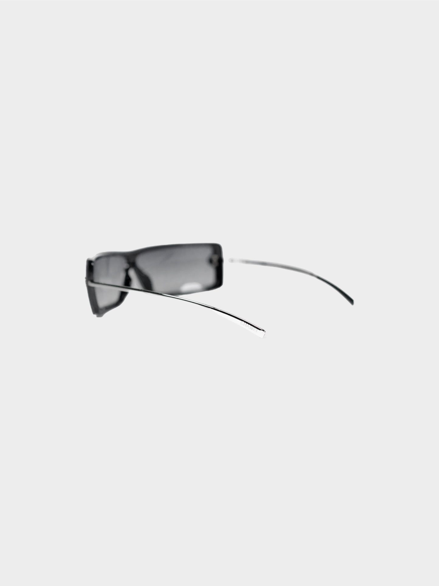 Chanel by Karl Lagerfeld 2000s Gradient Black Rectangular Rhinestone Studded Sunglasses