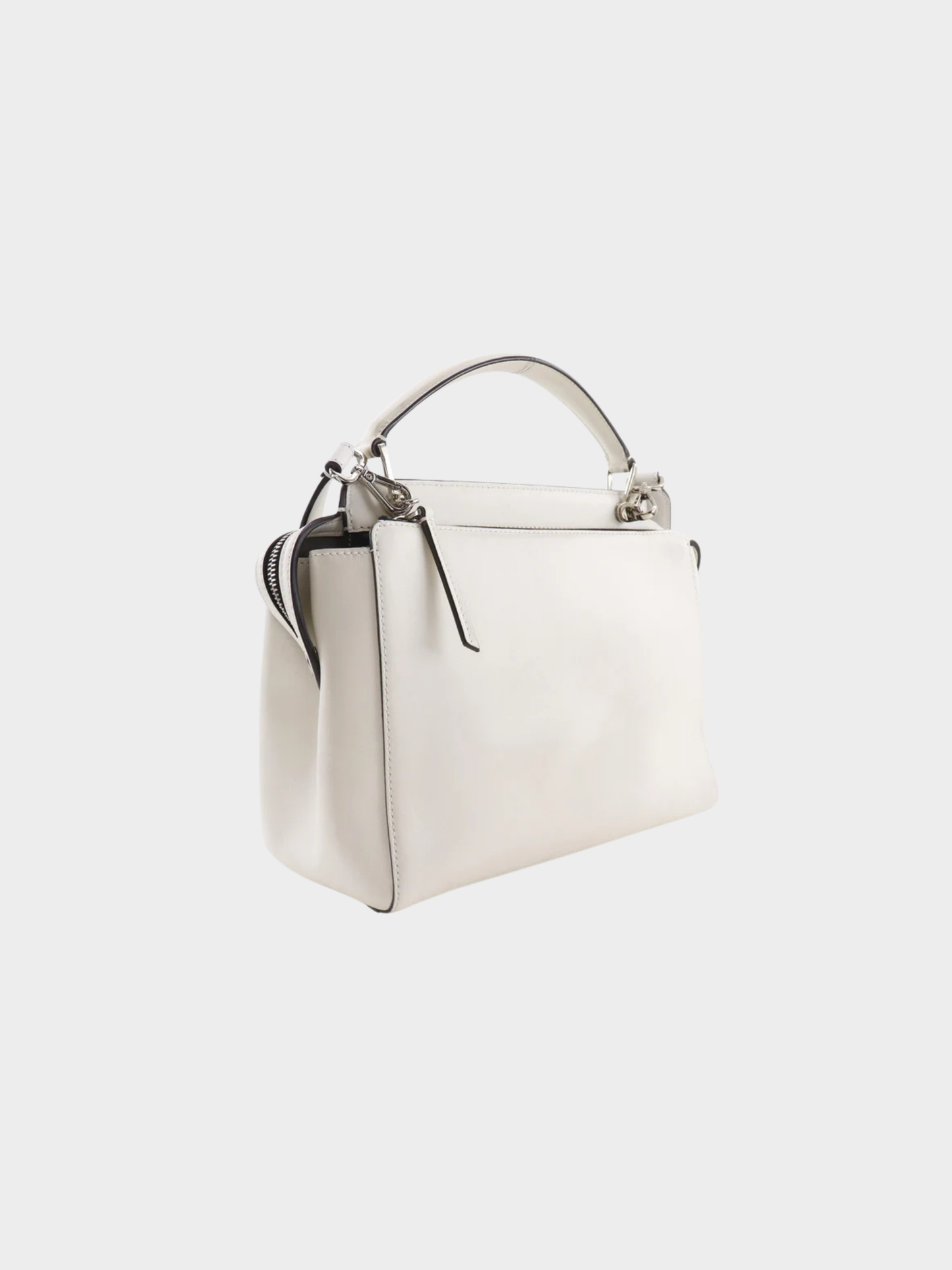 Fendi 2010s White Calfskin Dot Com 2-Way Handbag