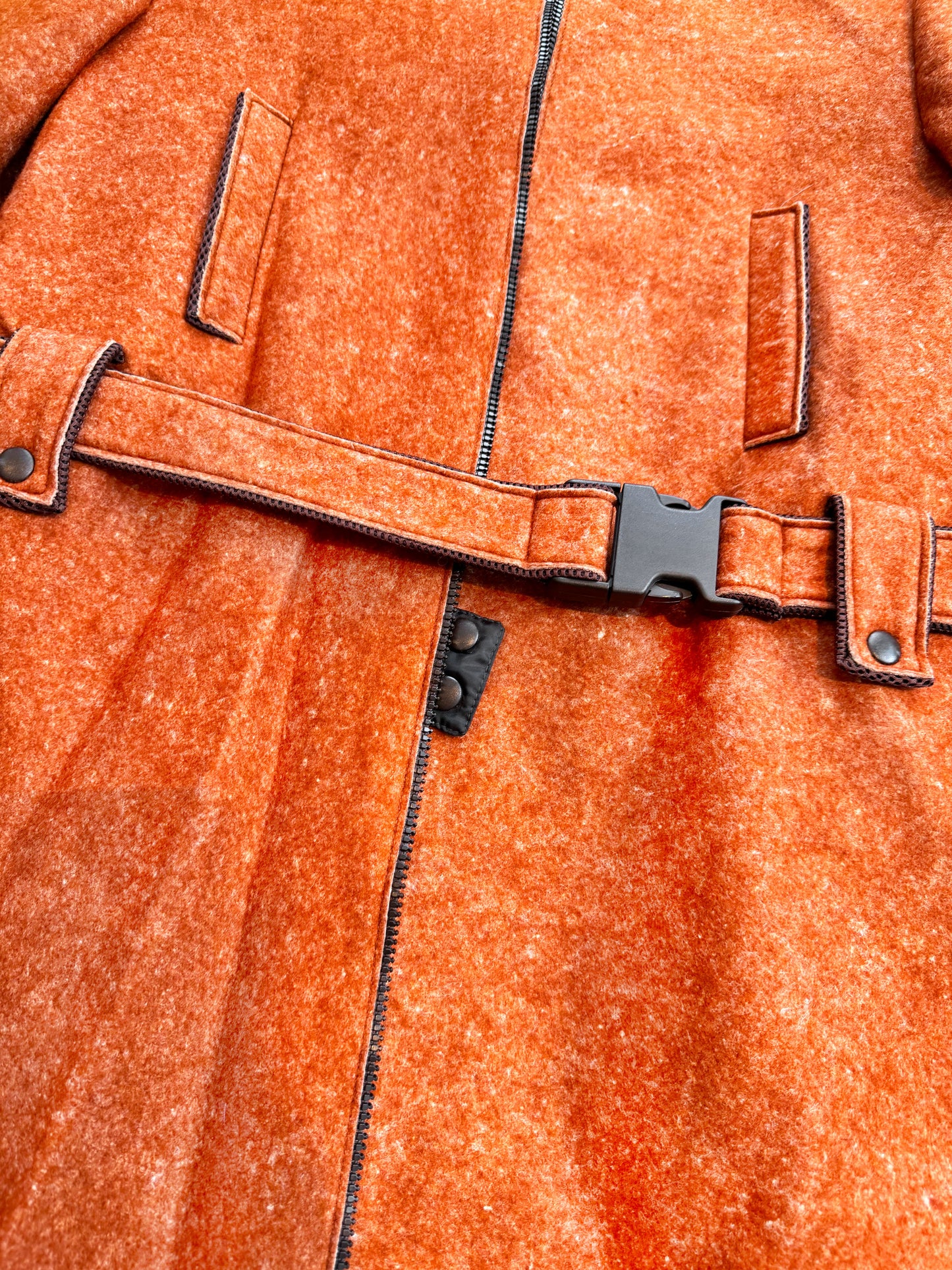 Miu Miu 1990s Orange Zip-up Trench Coat with Belt
