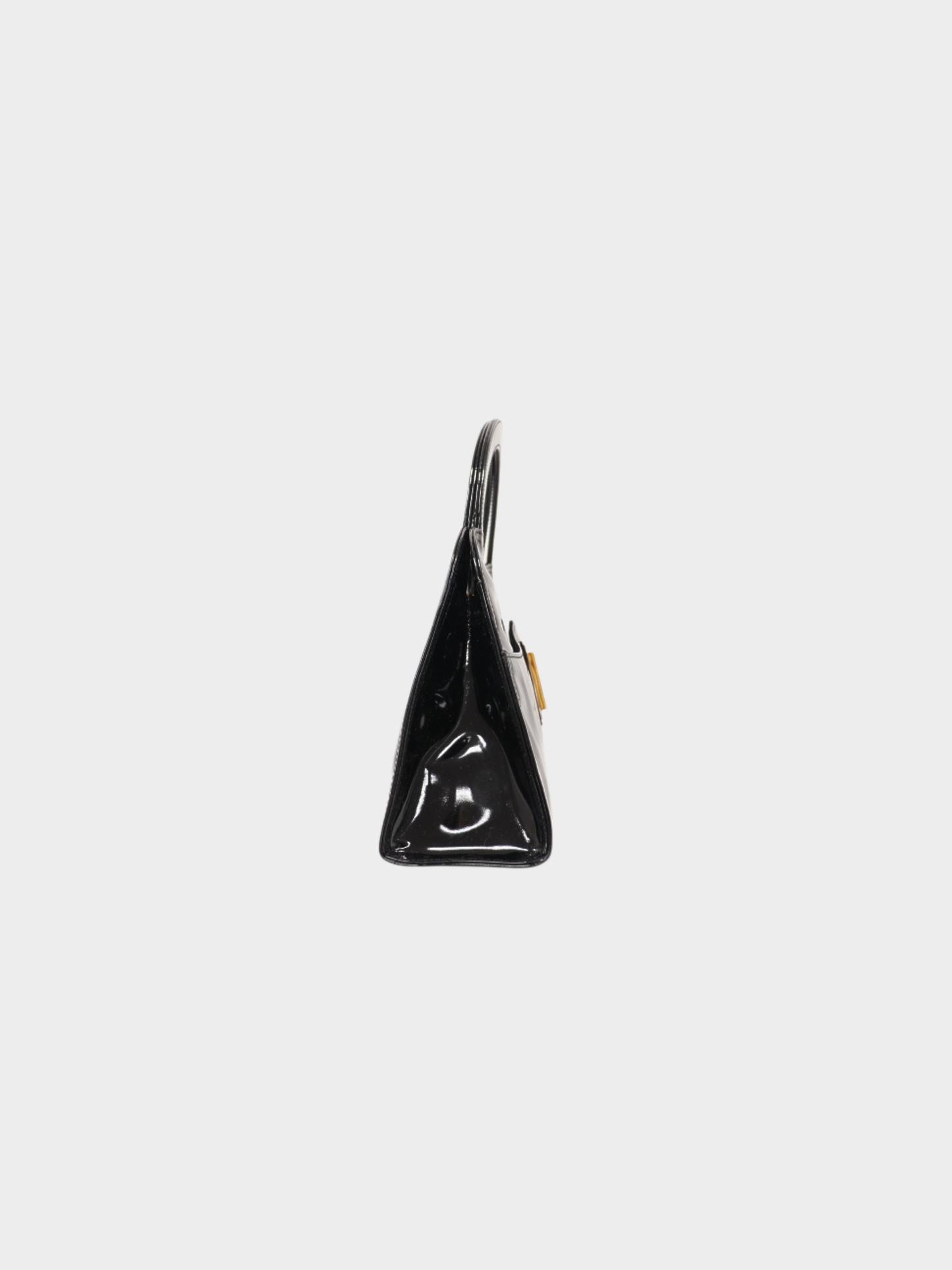 Fendi 2000s Black Patent Leather Logo Handbag