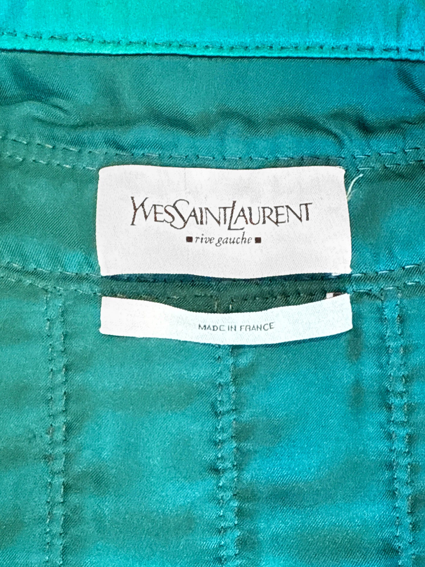 Yves Saint Laurent by Tom Ford FW 2004 Runway Teal Satin Pagoda Jacket