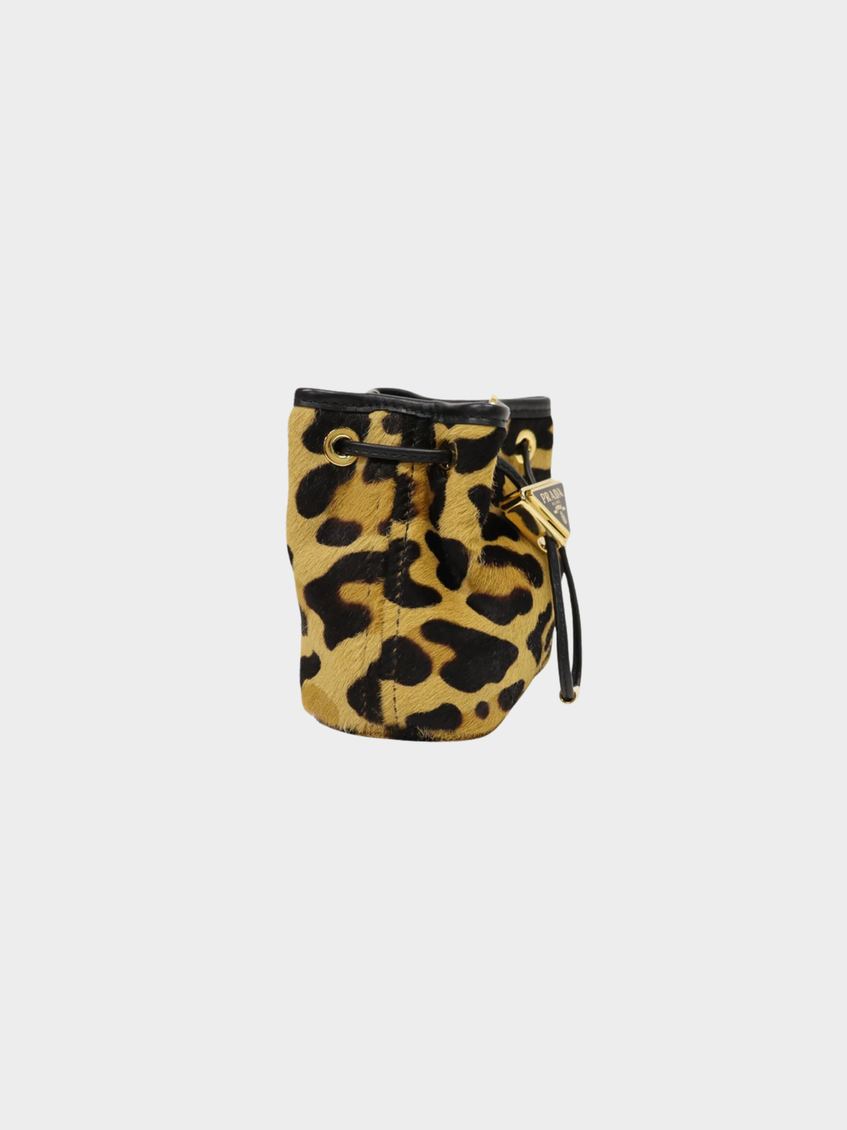 Prada 2000s Black Beige Hair-On Leather Mini Shoulder Bag