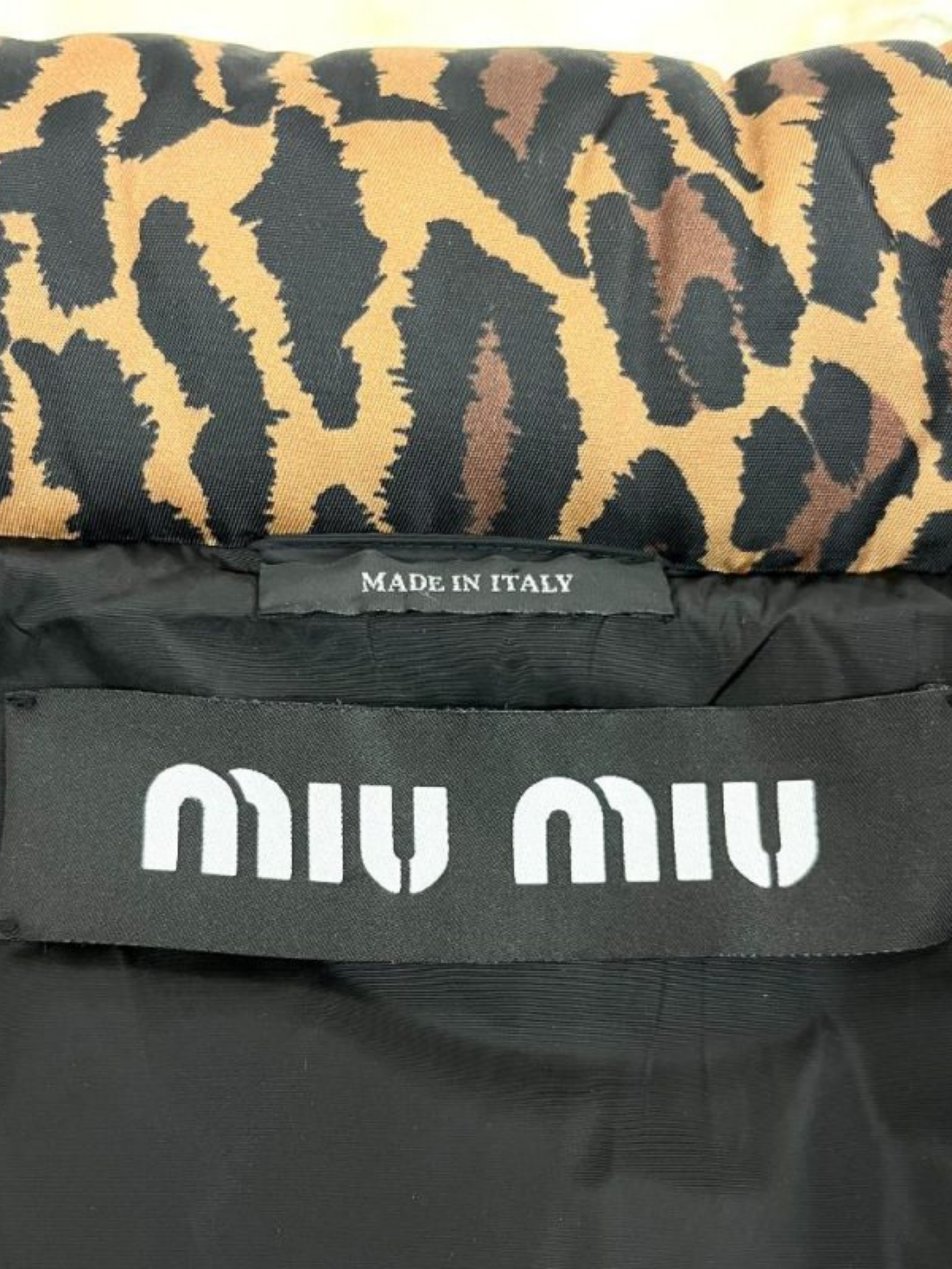 Miu Miu 2000s Leopard Print Polyester Puffer Jacket