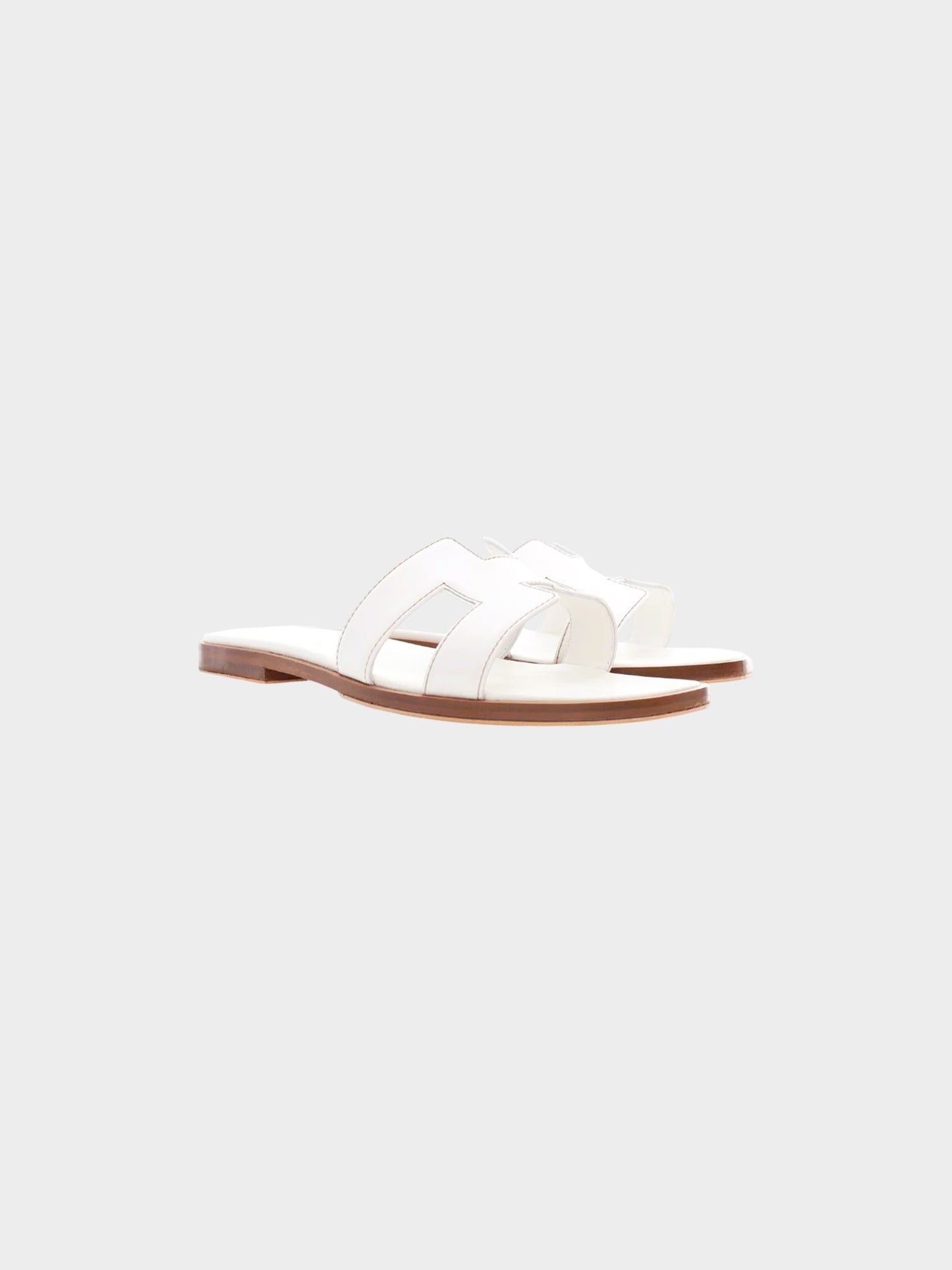 Hermes 2010s White Oran Leather Sandals