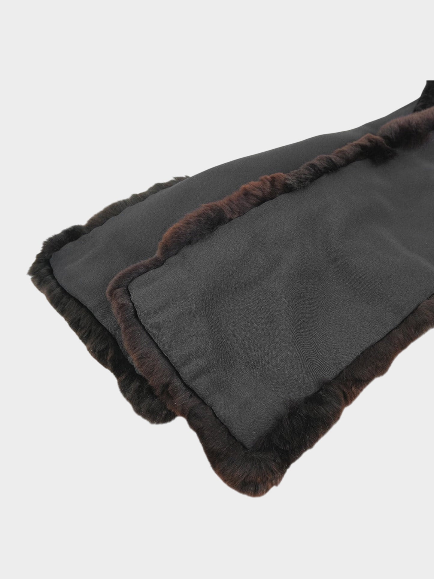 Chanel 2000s Brown and Black Rabbit Fur and Silk Scarf