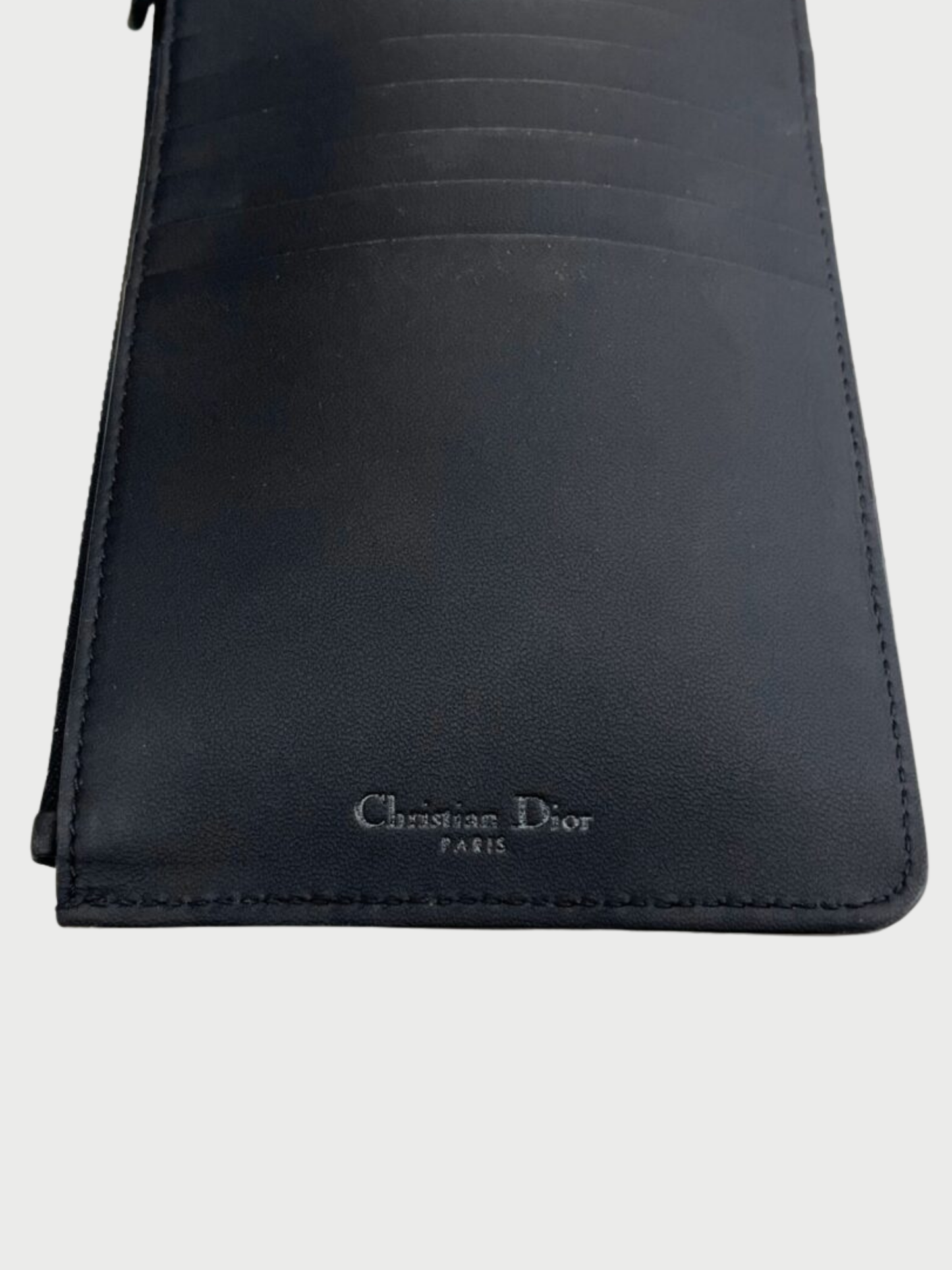 Christian Dior 2010s Black Leather Lady Dior Zip Wallet