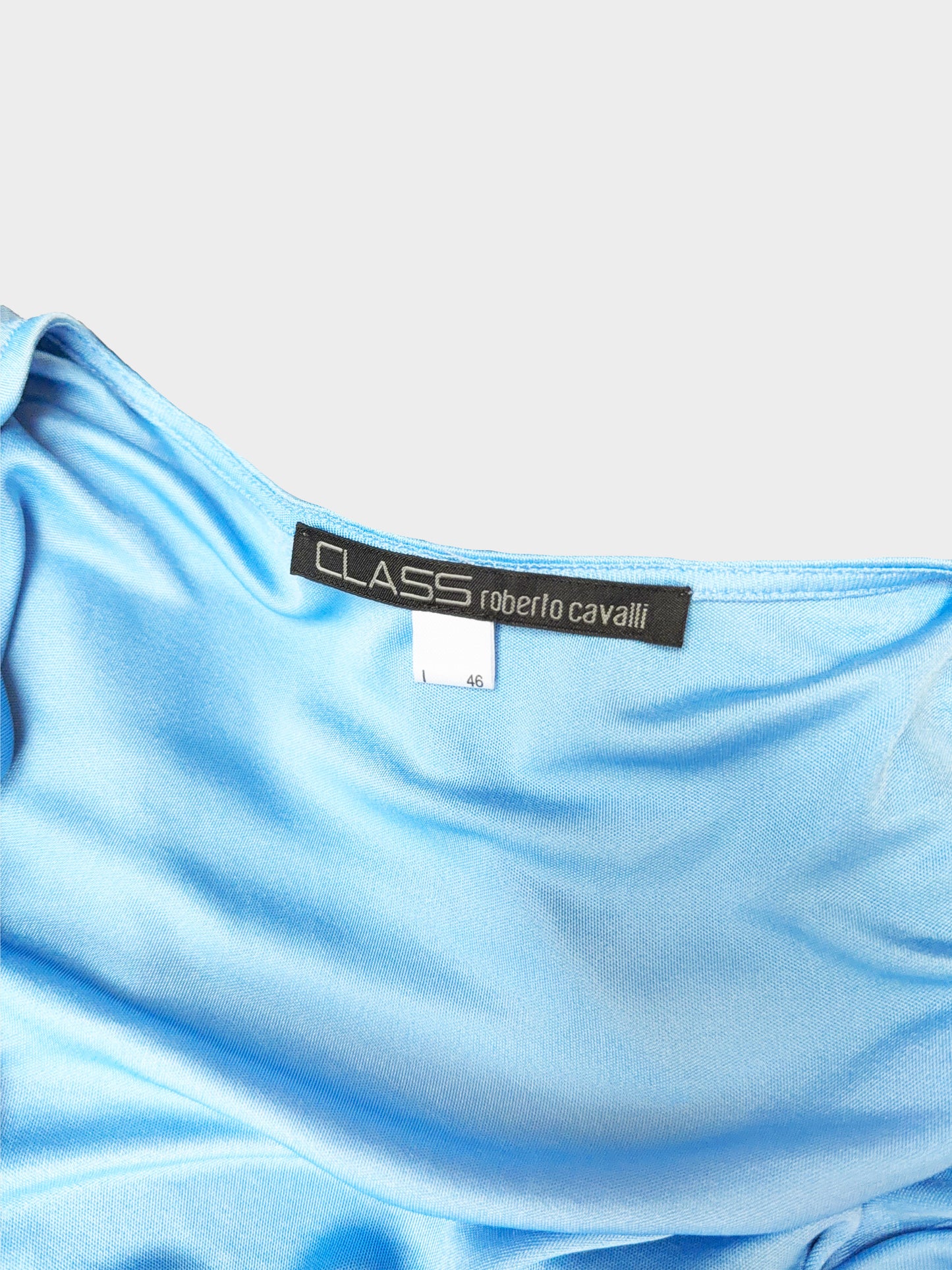 Roberto Cavalli 2000s Blue Silk Knot Detail Top