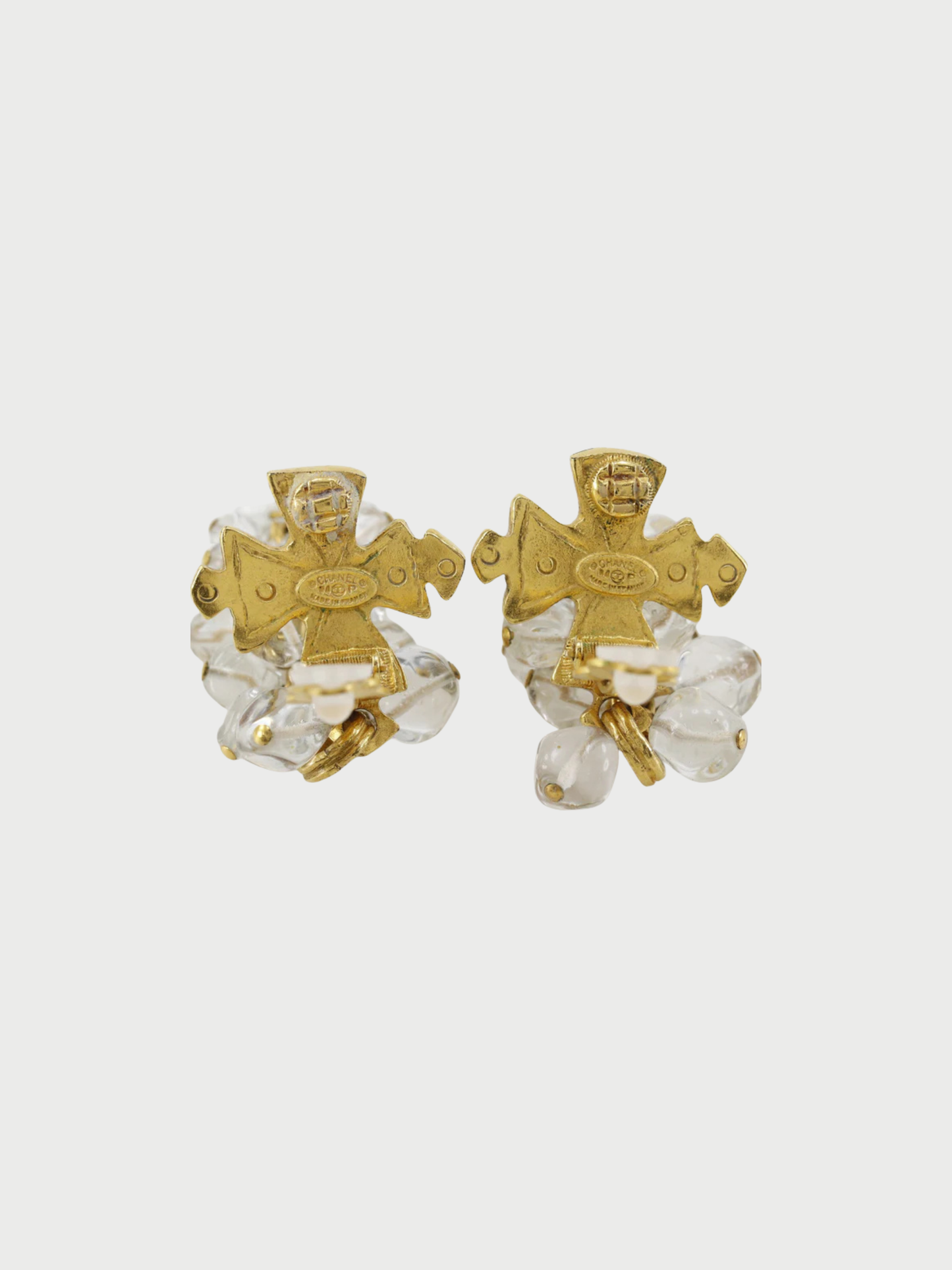 Chanel 1994 Gold Plated Metal Coco Mark Cross Earrings