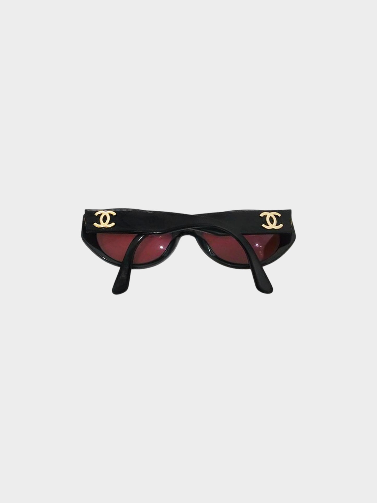 Chanel 1990s Black and Brown CC Round Sunglasses