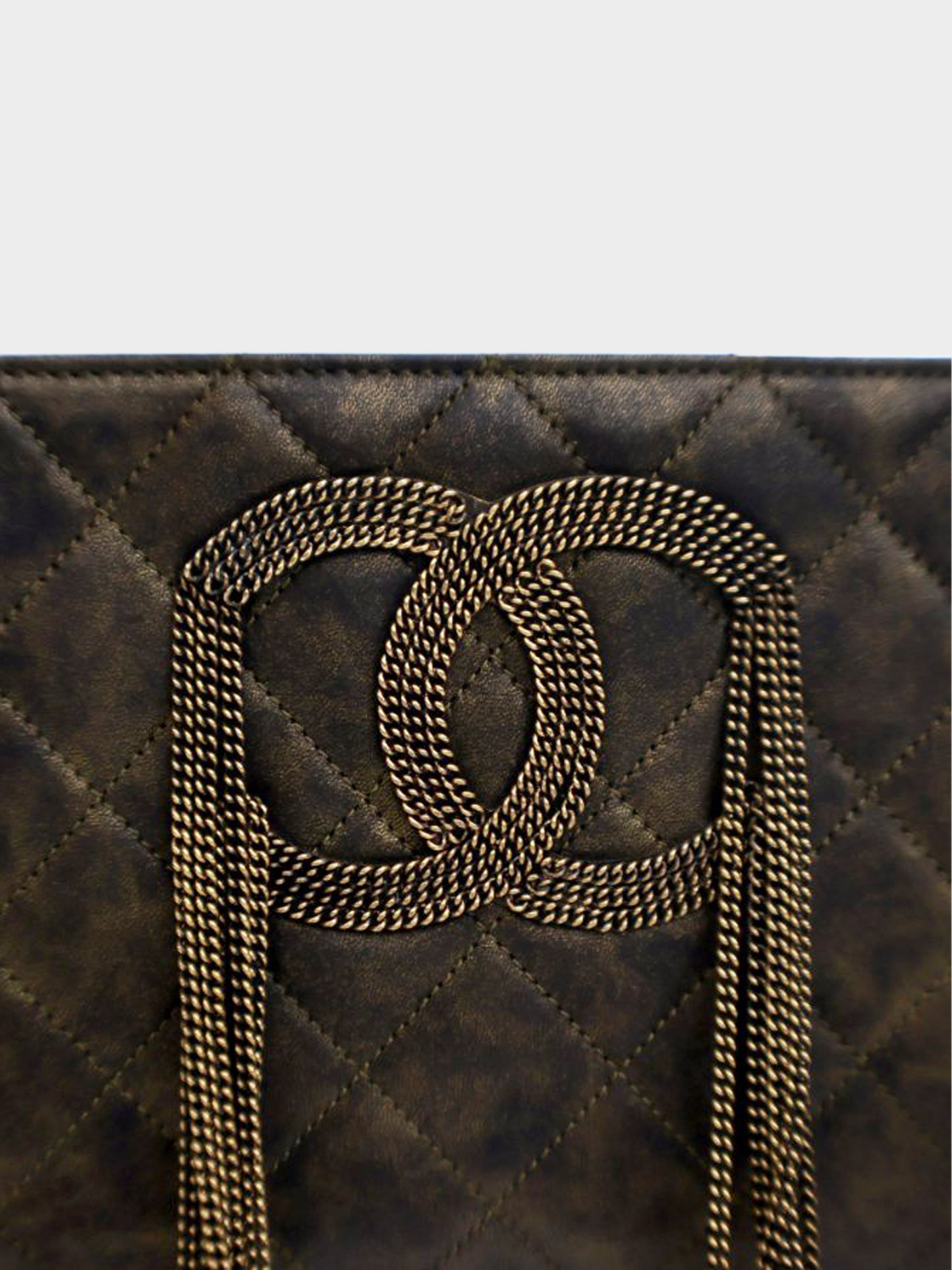Chanel 2011 Black and Gold Lambskin CC Fringe Clutch
