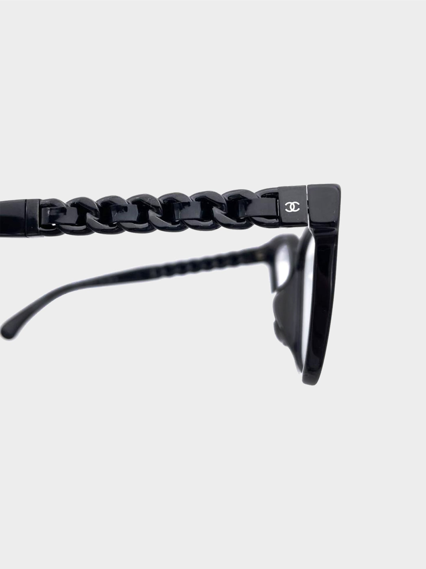 Chanel 2020s Black CC Logo Square Blue Light Eyeglasses
