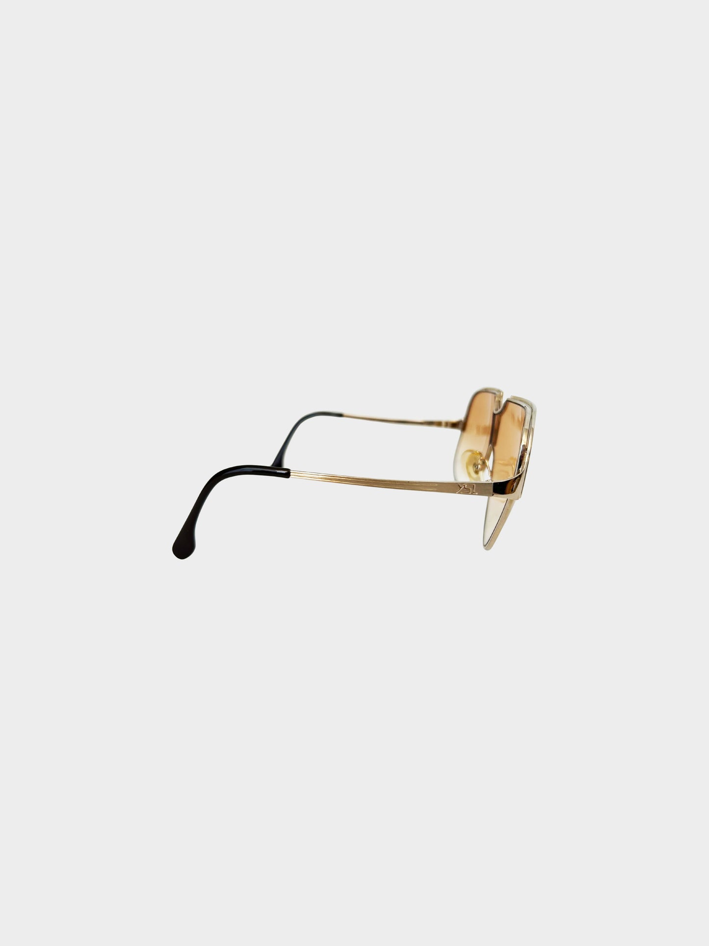 Yves Saint Laurent 1990s Brown and Gold Oversized Sunglasses