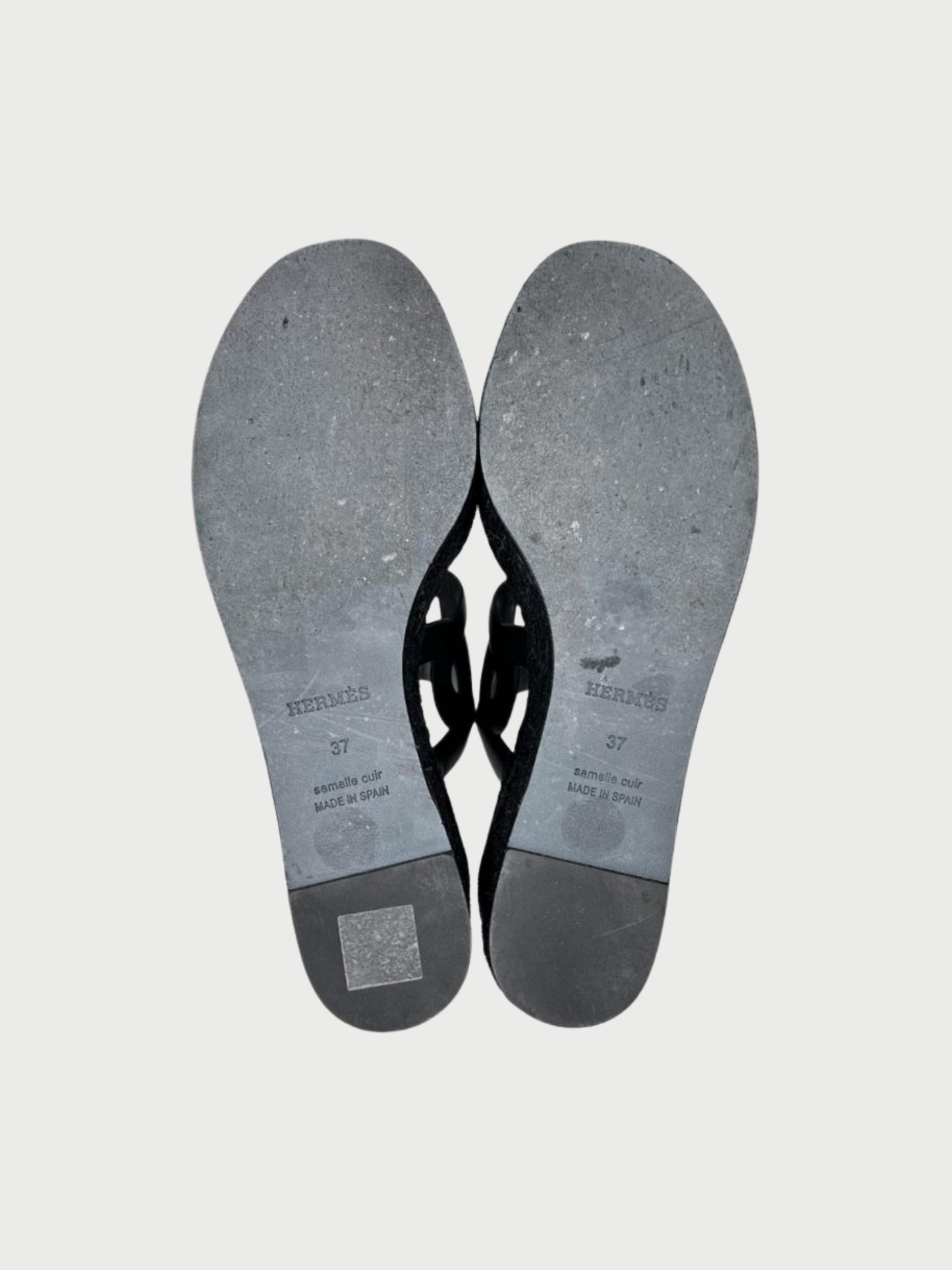 Hermès SS 2024 Black Leather Ithea 30 Espadrille Sandals