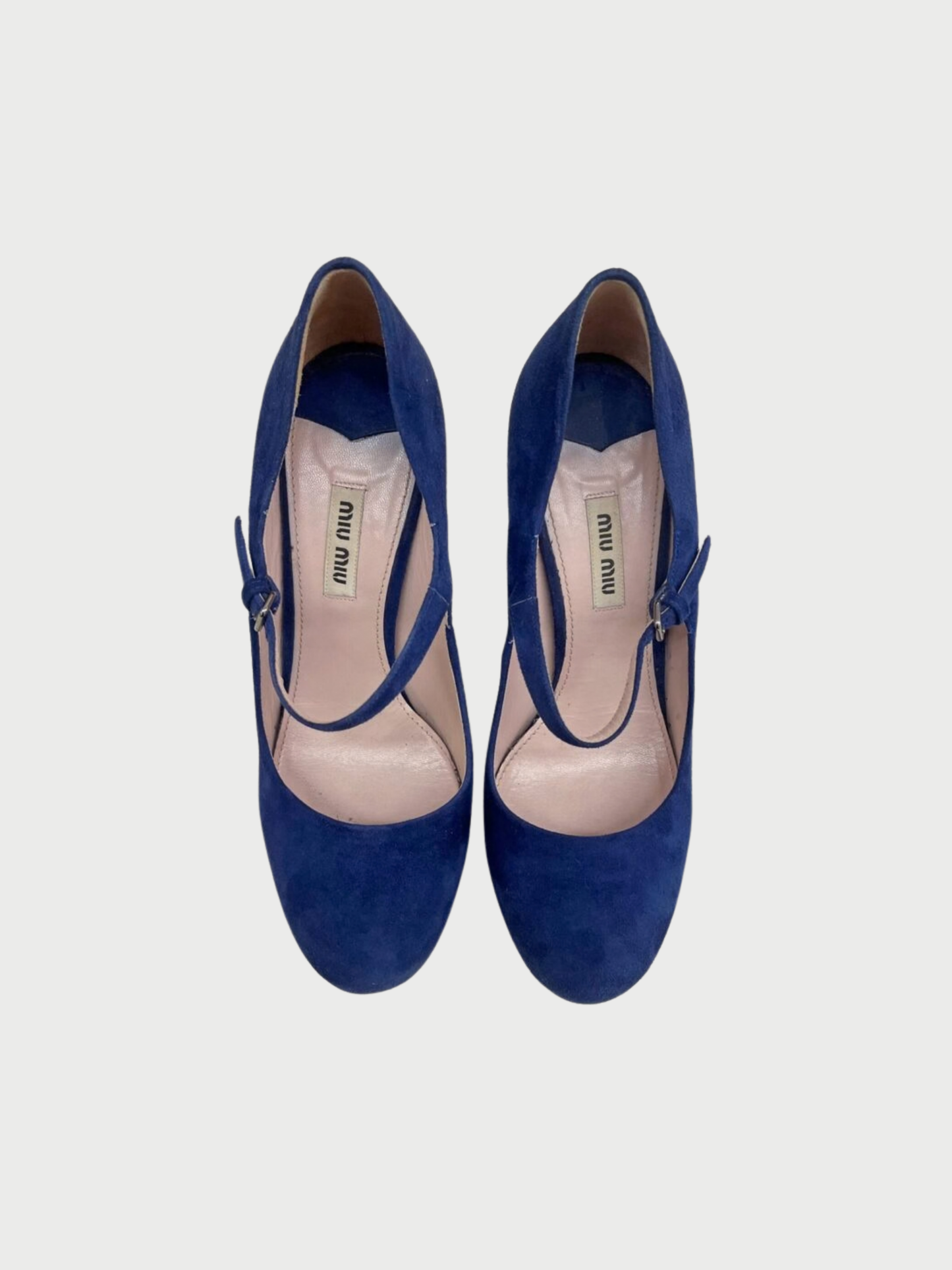Miu Miu 2010s Navy Suede Leather Mary Jane Pumps