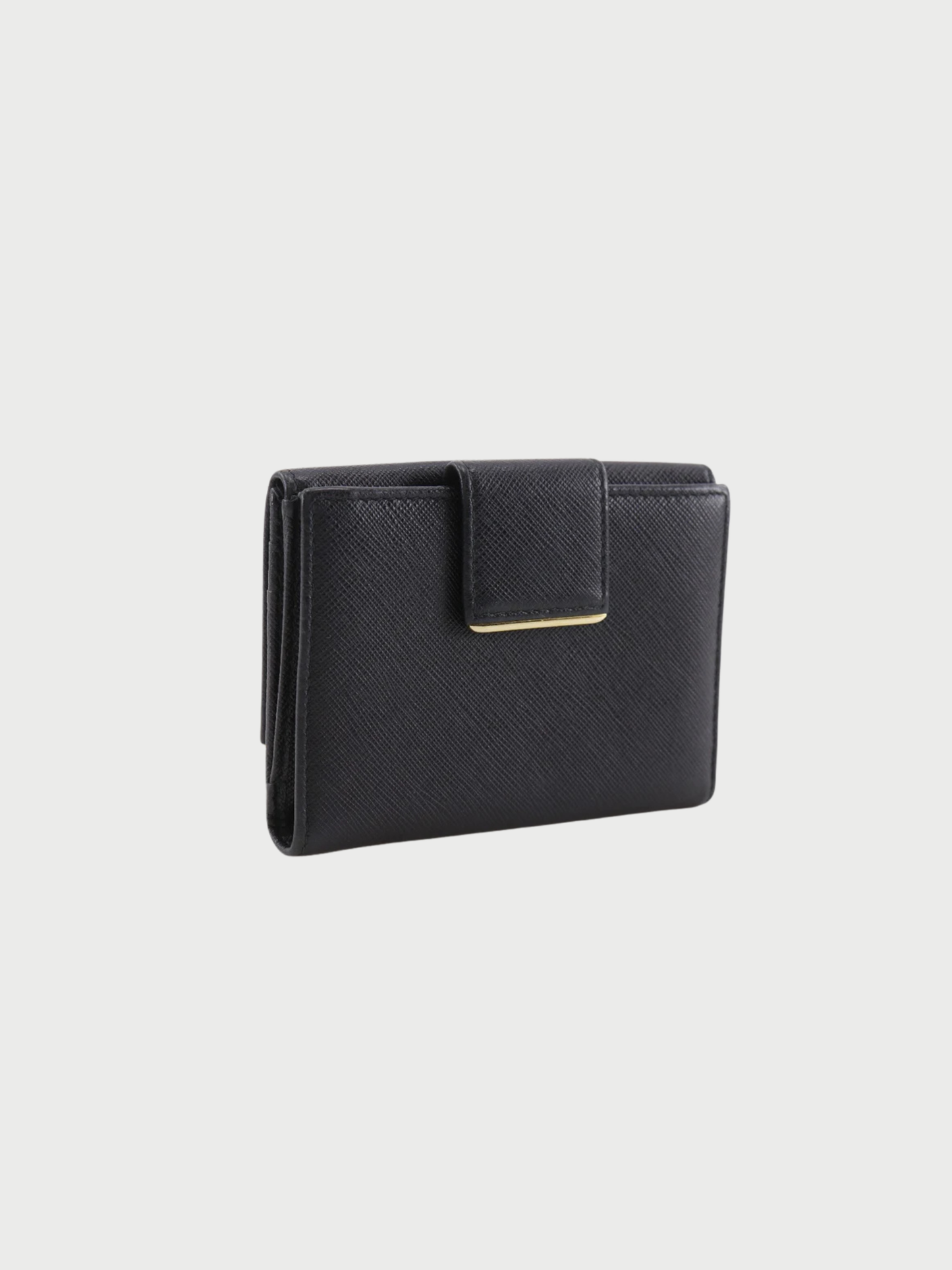 Prada 2000s Black Saffiano Logo Bi-Fold Wallet