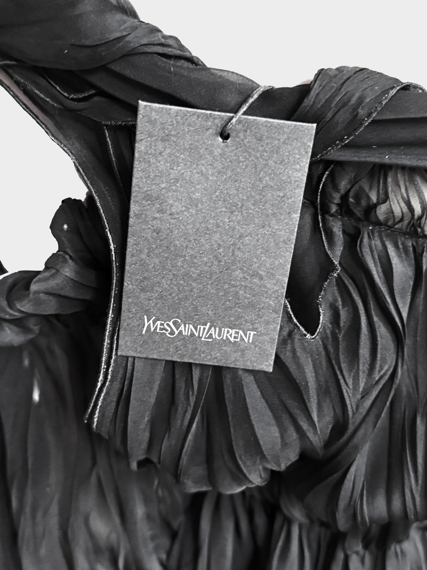 Yves Saint Laurent Rive Gauche 2000s Black Silk Ruffled Top