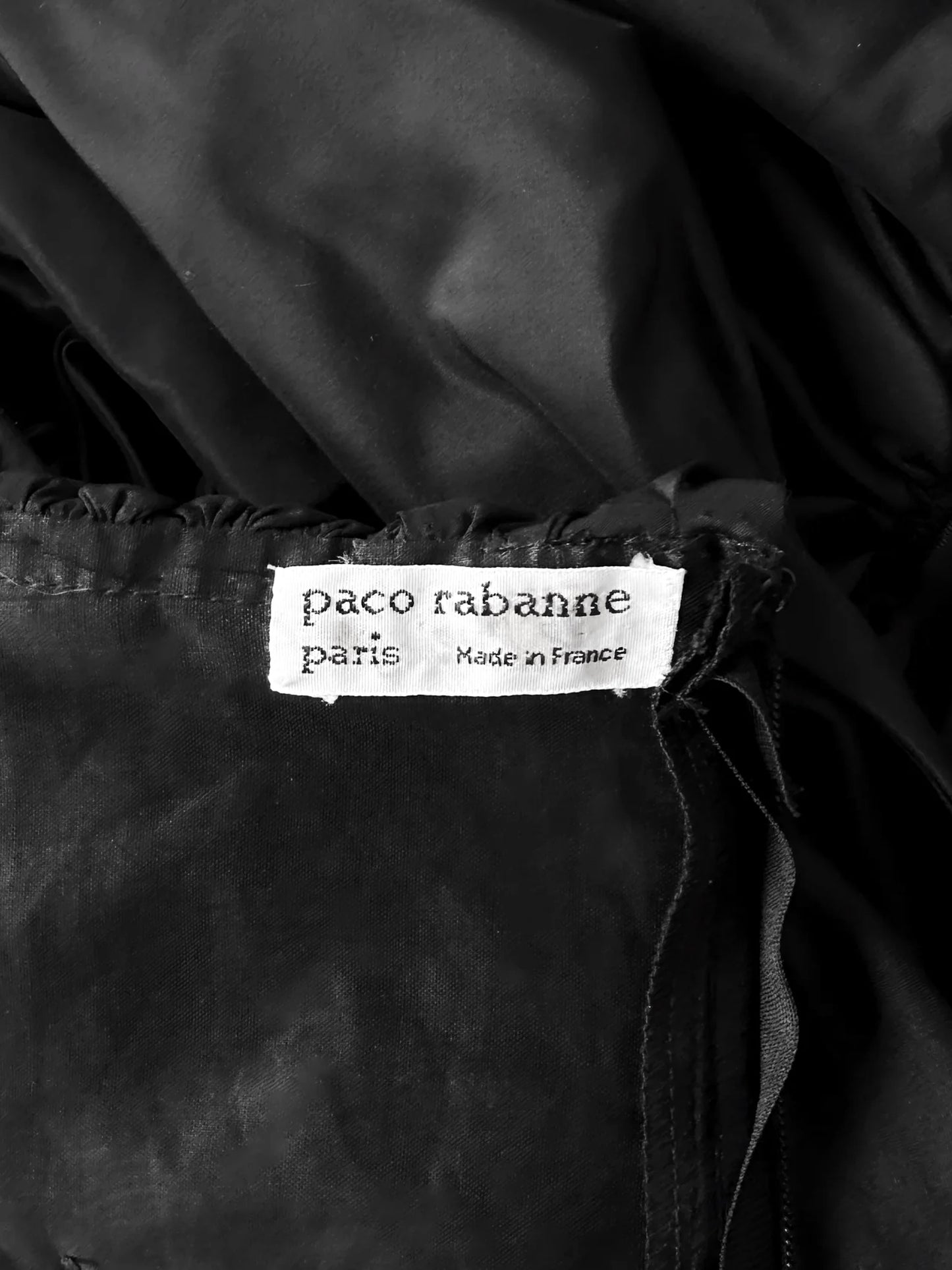 Paco Rabanne 1980s Black Strapless Taffeta Silk Dress