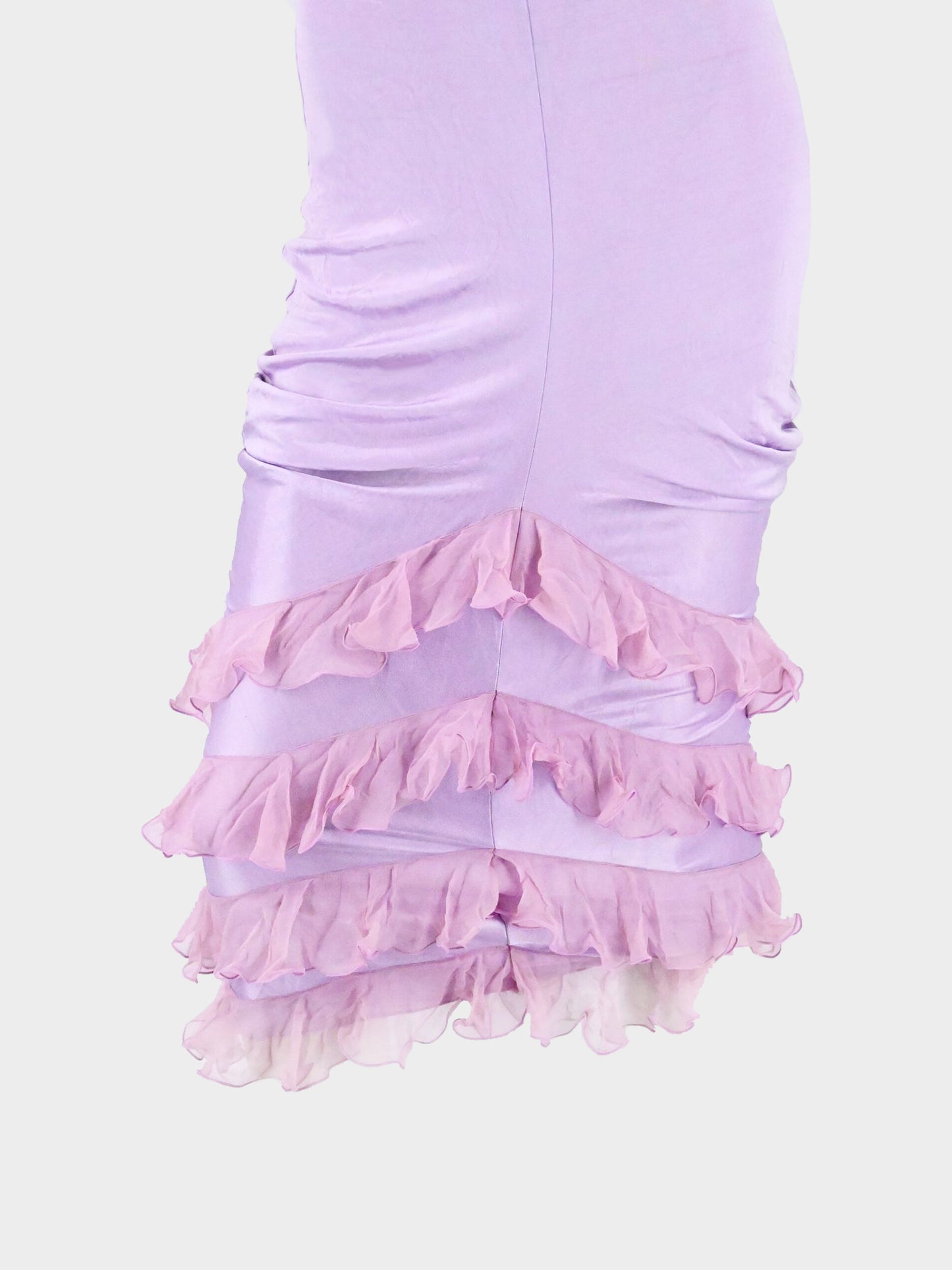 Christian Dior by John Galliano 2000s Purple Jersey Skirt with Pink Ruffles