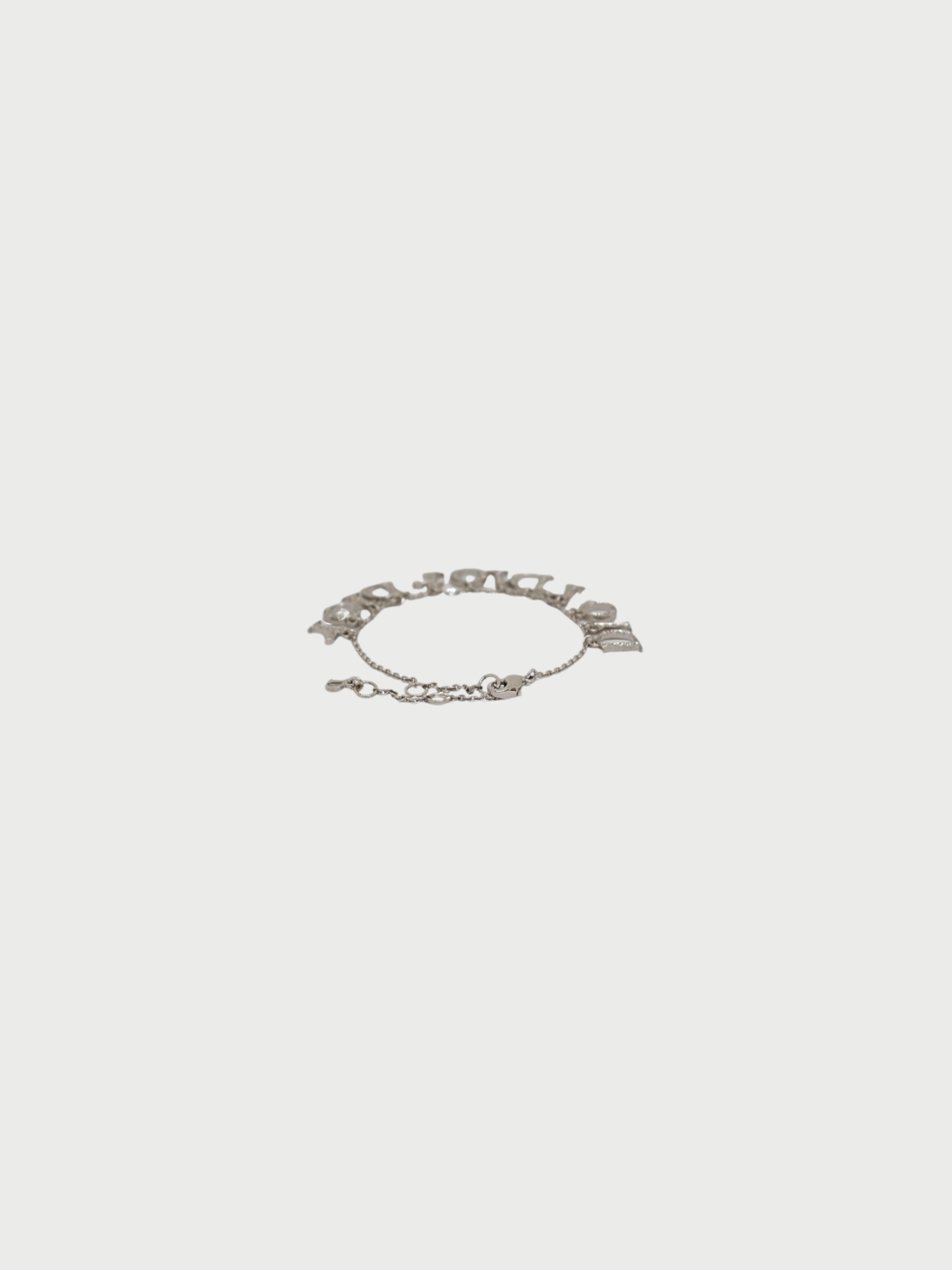 Christian Dior 2000s Silver Plated Metal Rhinestone Logo Bracelet