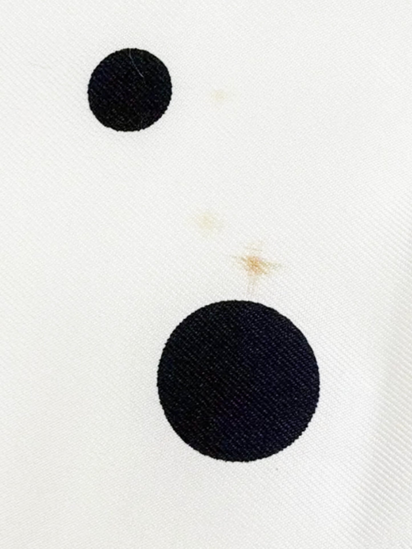 Chanel 2010s Navy and Ivory White CC Polka Dot Print Silk Scarf