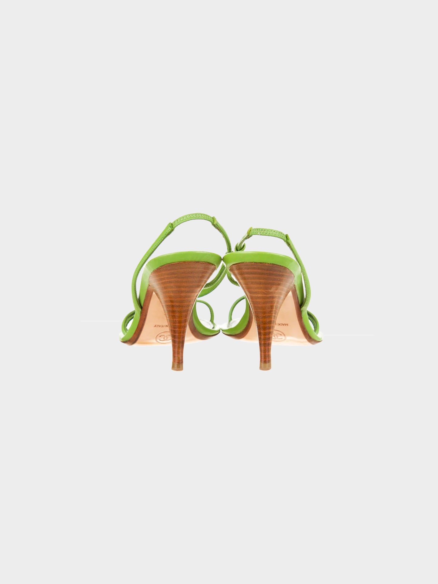 Chanel 2000s Green Slingback Strappy Ladybug Heel