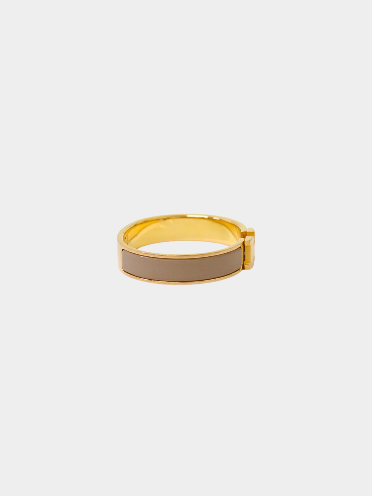 Hermès 2000s Gold and Beige Plated Metal Clic Clac PM Bracelet