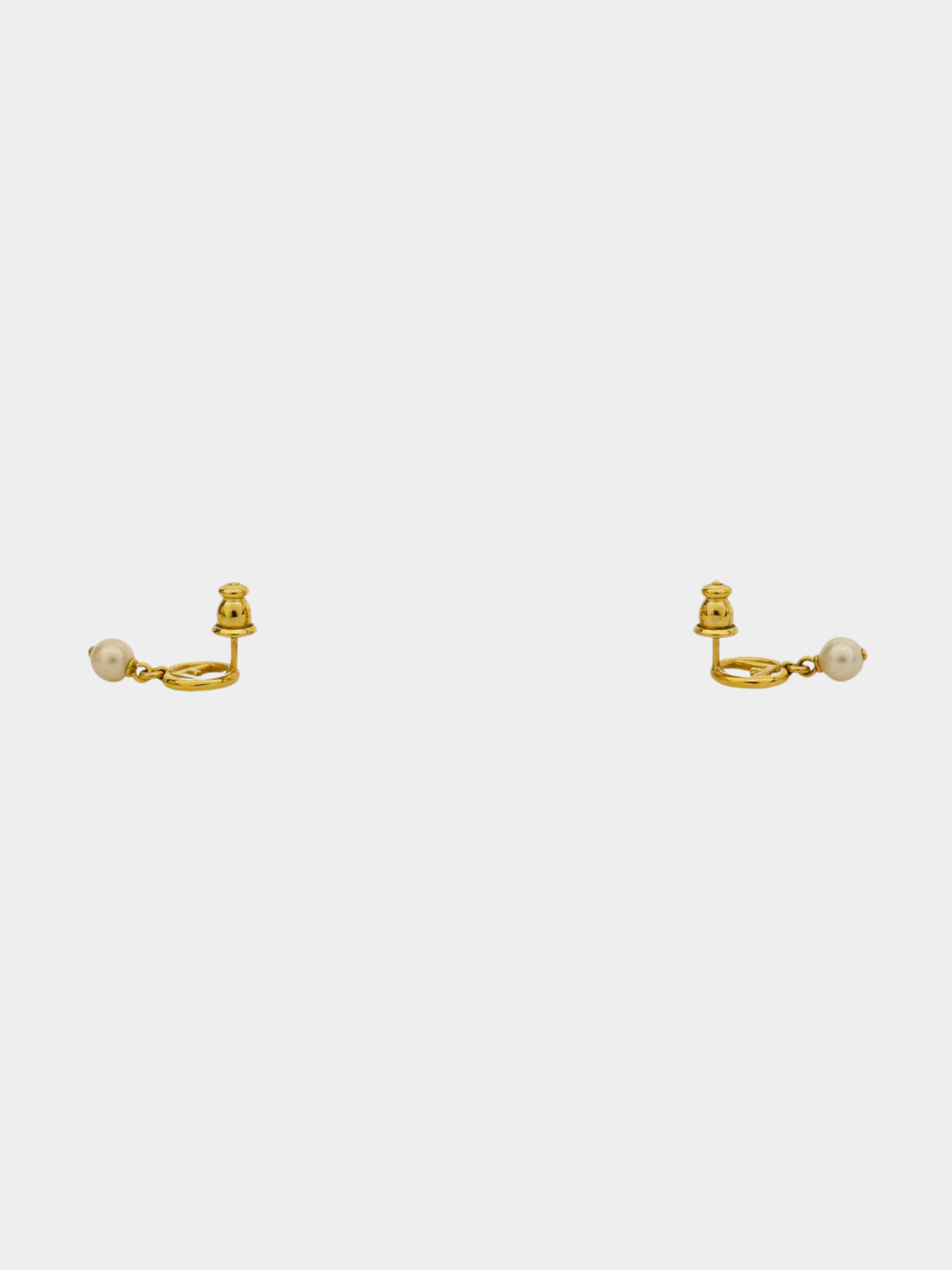 Fendi 2020s Gold F is Fendi Pearl Earrings