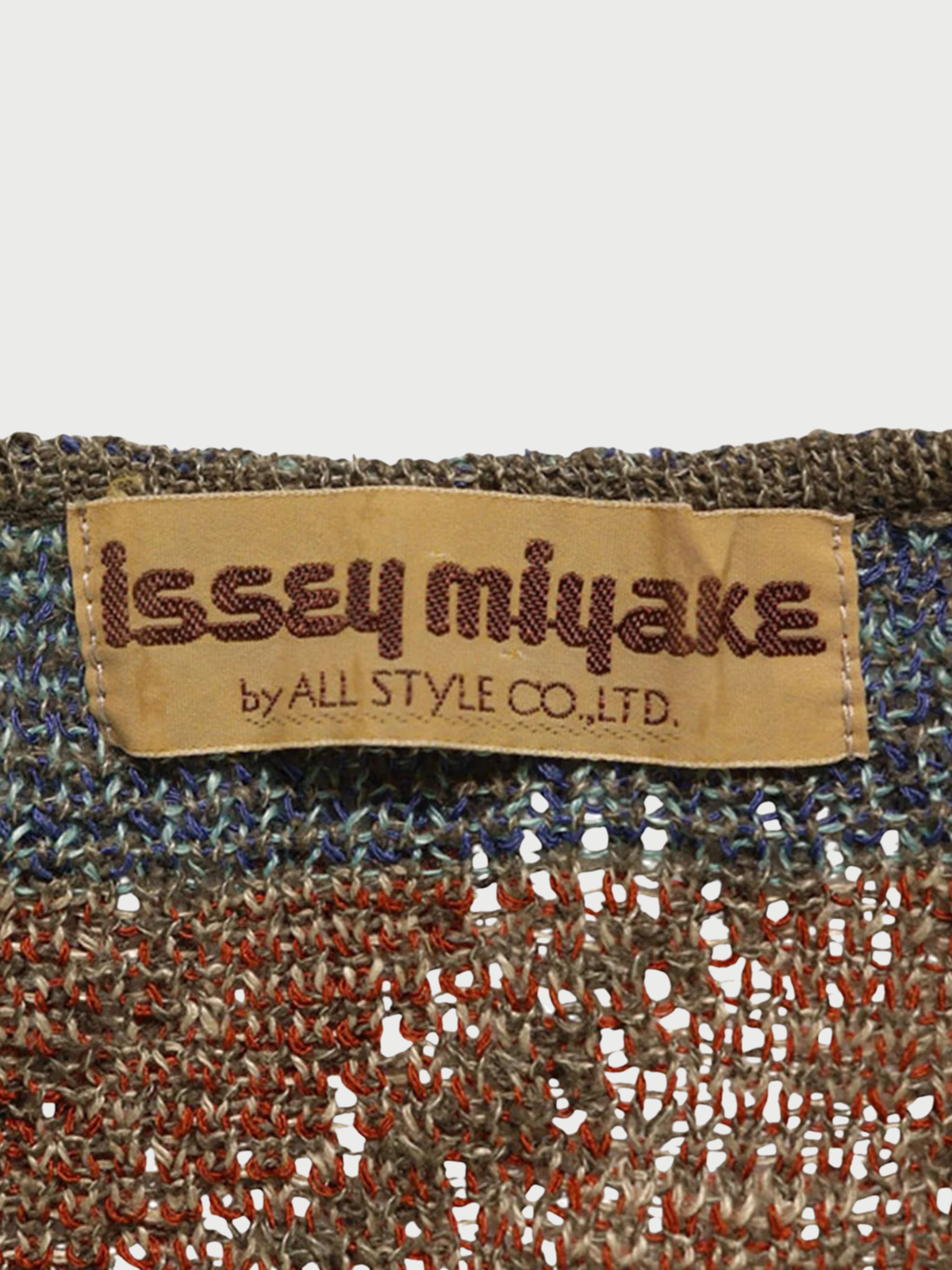 Issey Miyake 1970s Brown Orange Blue Dress