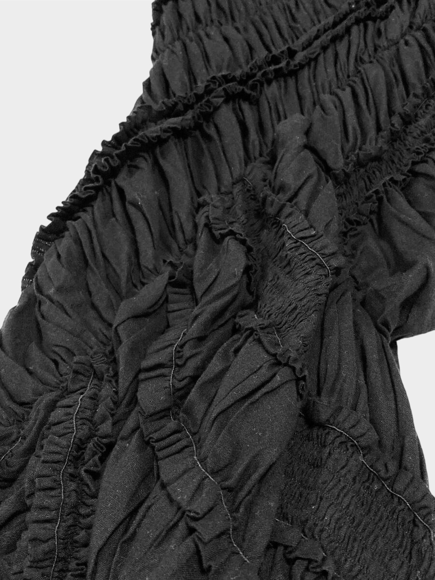 Comme des Garçons 2010 Black Ruched Asymmetrical Ruffle Skirt