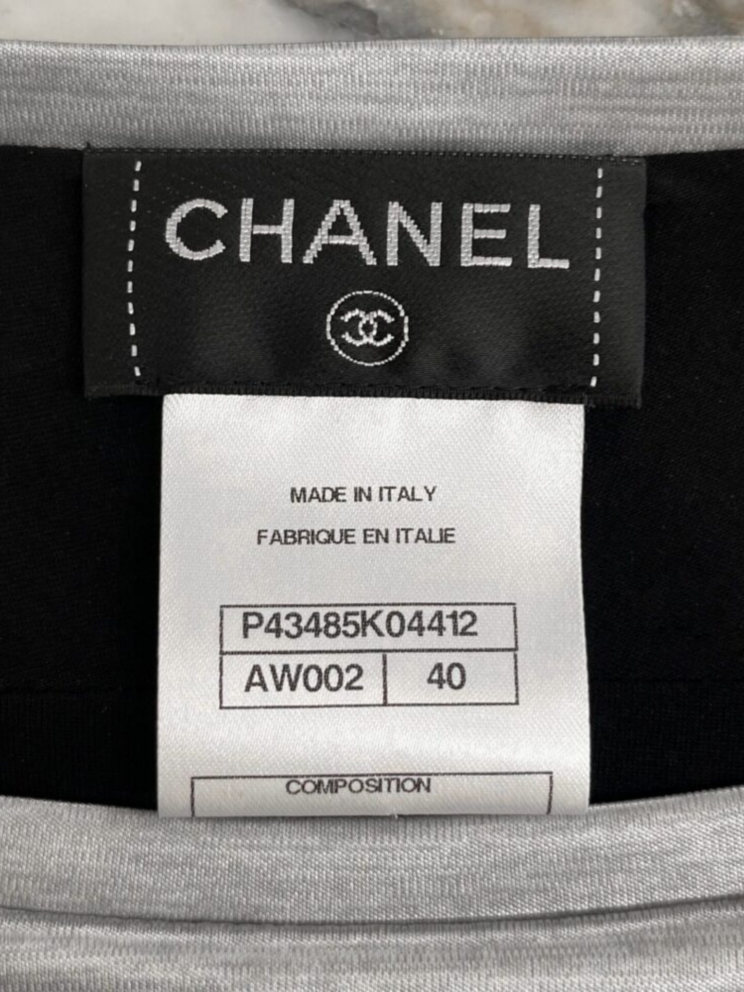 Chanel 2012 Silver Logo Drawstring Waist Top