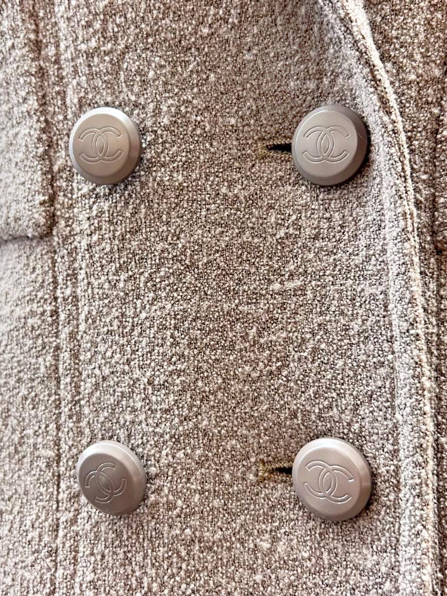 Chanel 1998 Brown Boucle Double Breasted Jacket