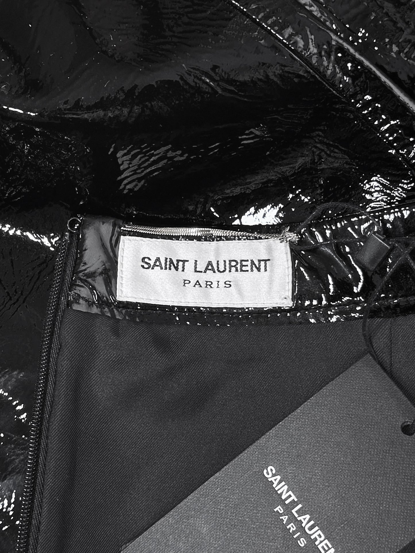 Yves Saint Laurent SS 2013 Black Patent Lambskin Leather Skirt