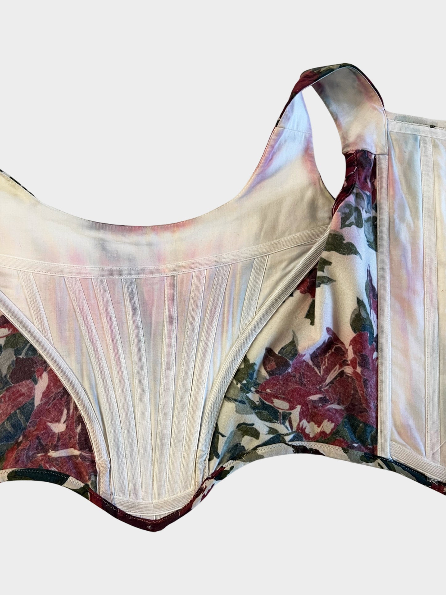Vivienne Westwood Early 1990s Red and Green Rose Print Corset