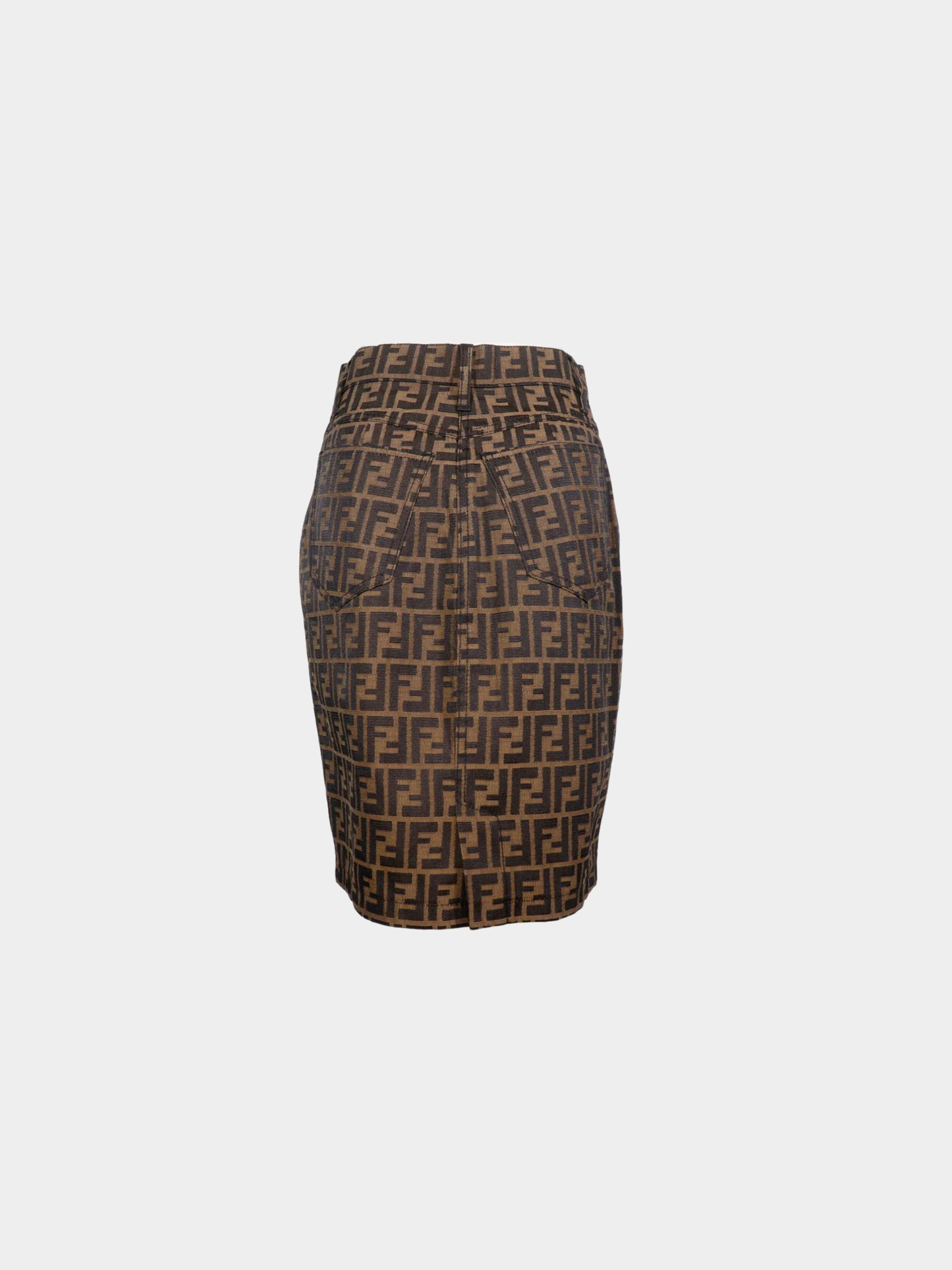 Fendi 1990s Brown Zucca Pattern Tight Skirt