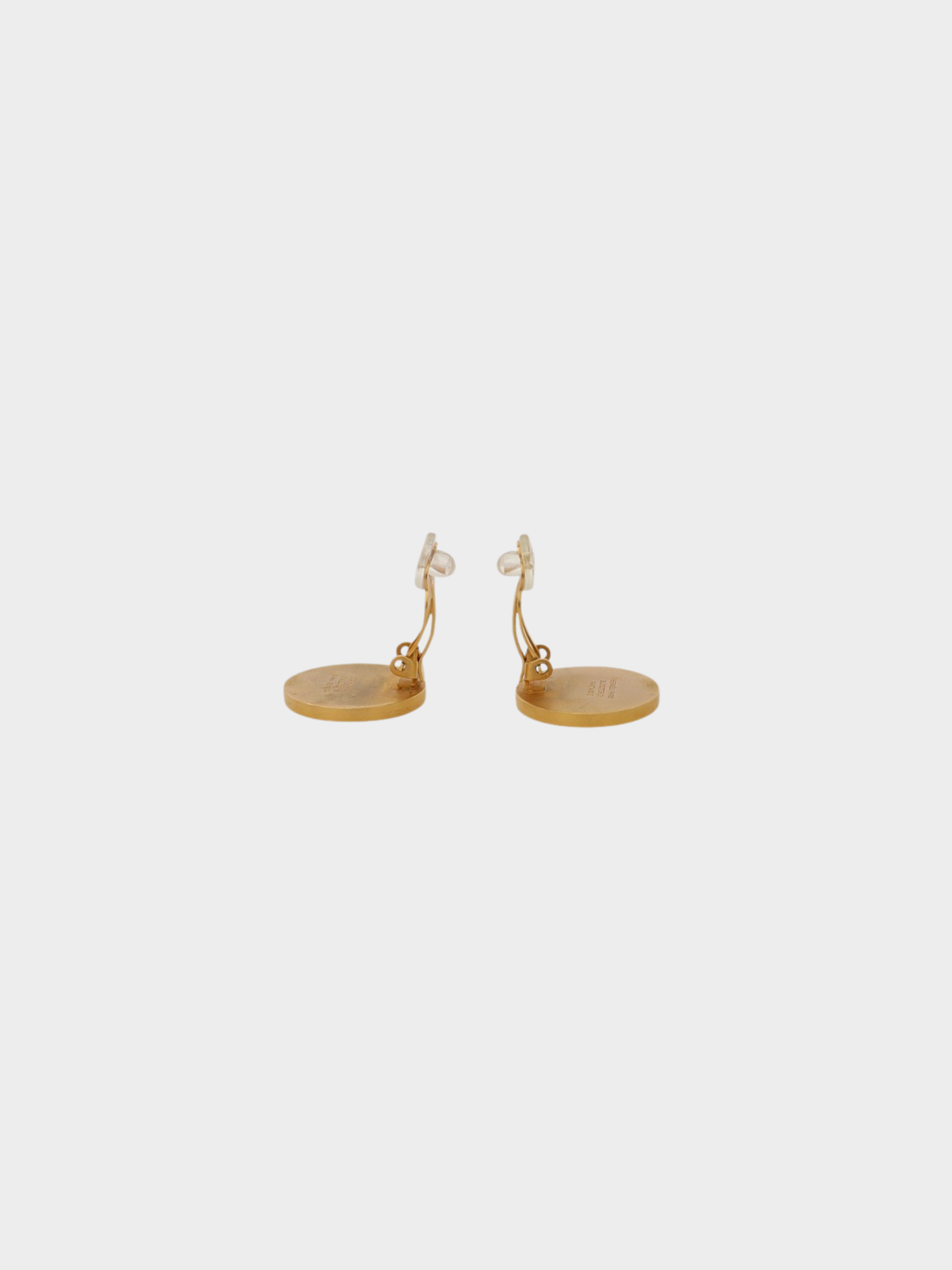 Hermès 2000s Gold White Sellier Shell Earrings
