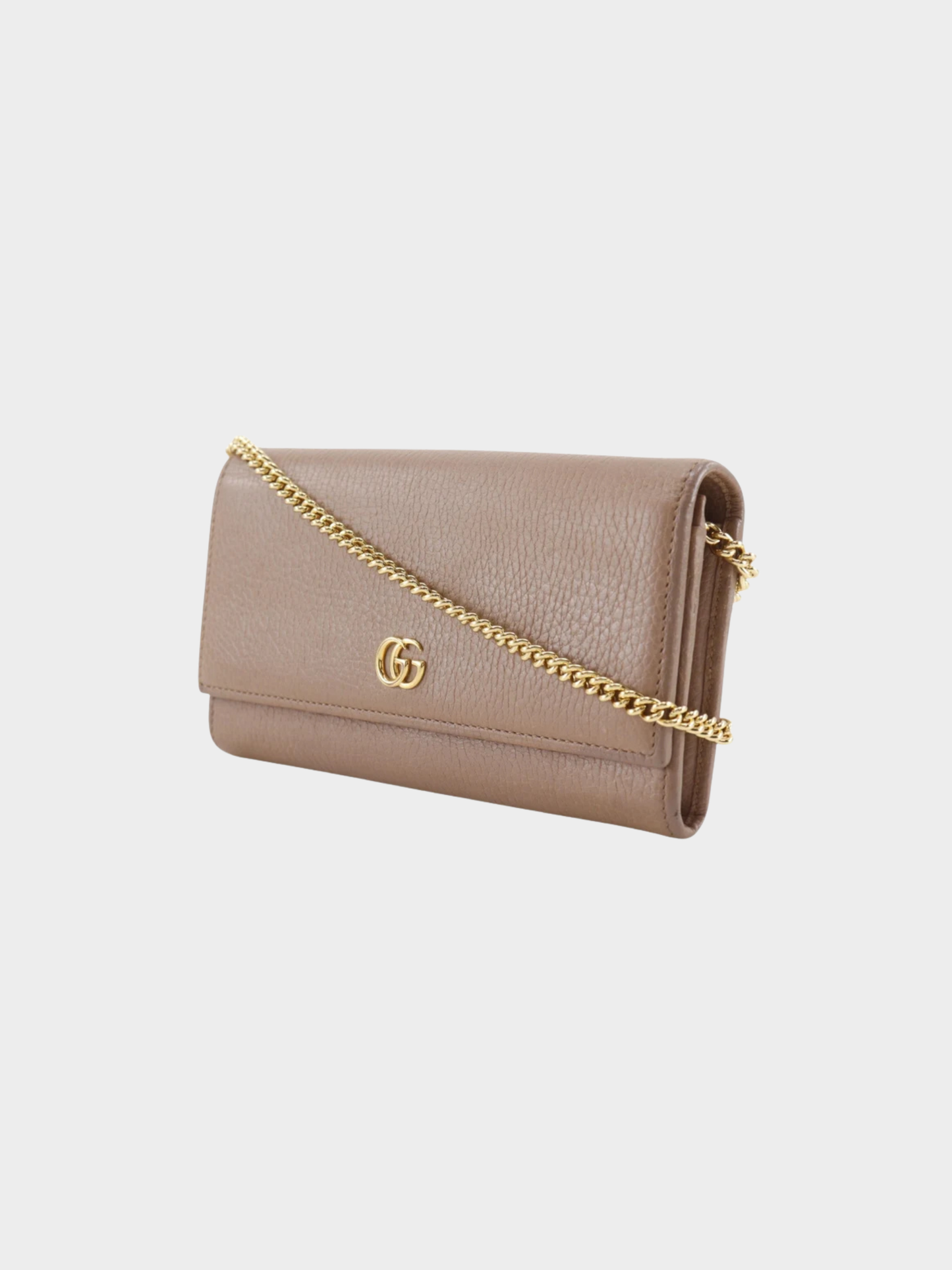 Gucci 2020s Beige Calfskin GG Marmont Chain Wallet