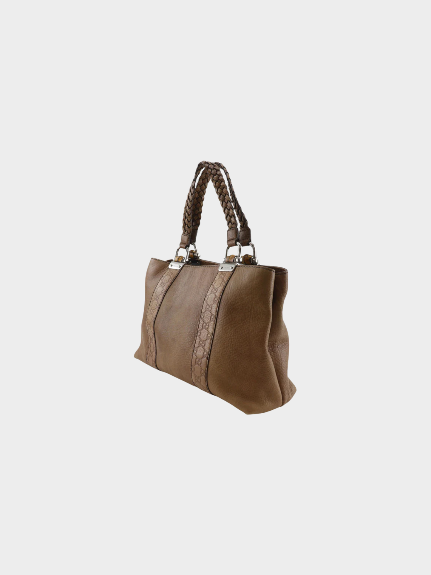 Gucci 2000s Brown GG Bamboo Bar Leather Tote Bag
